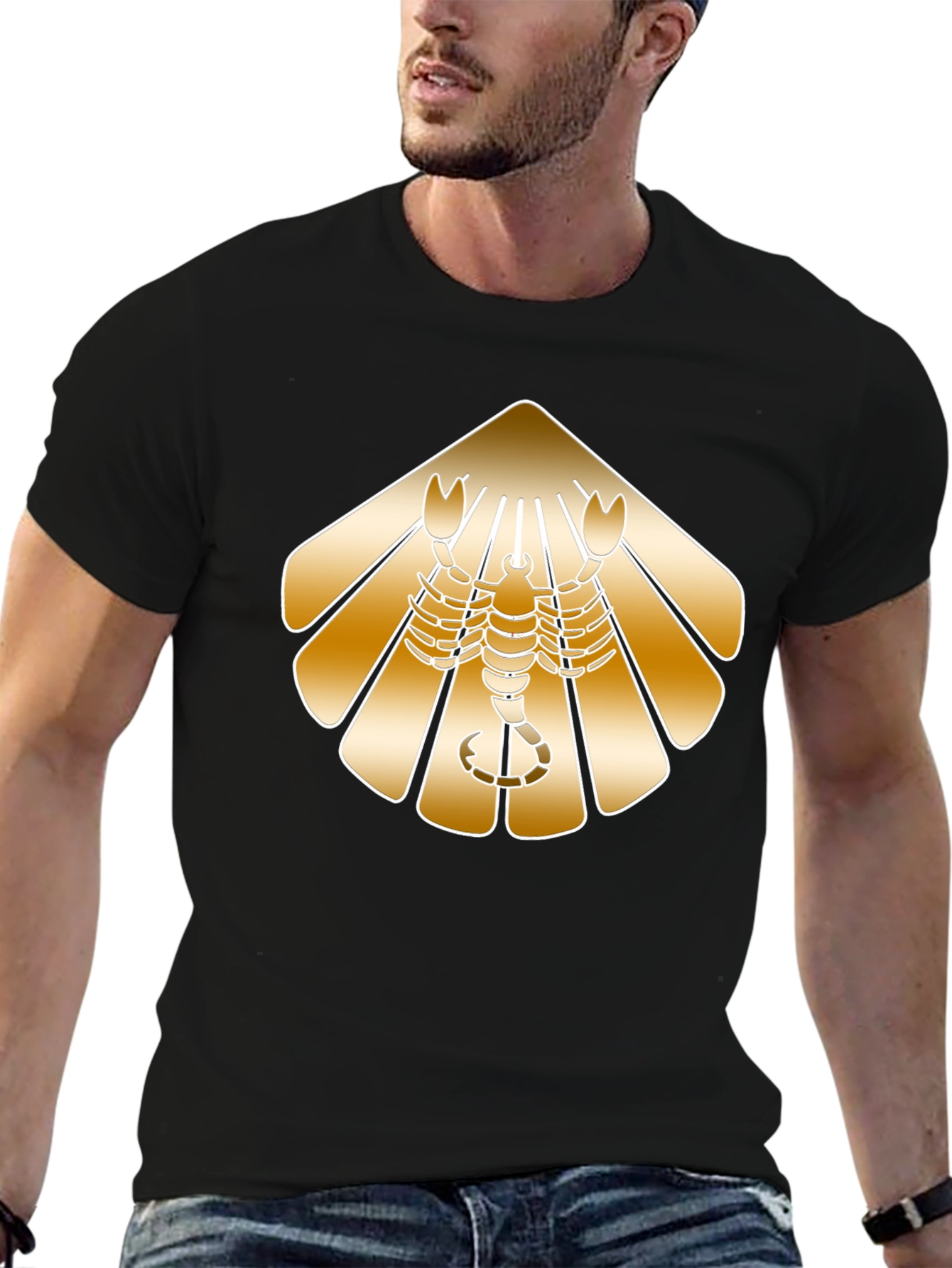 Golden Scorpion Graphic Black T-Shirt