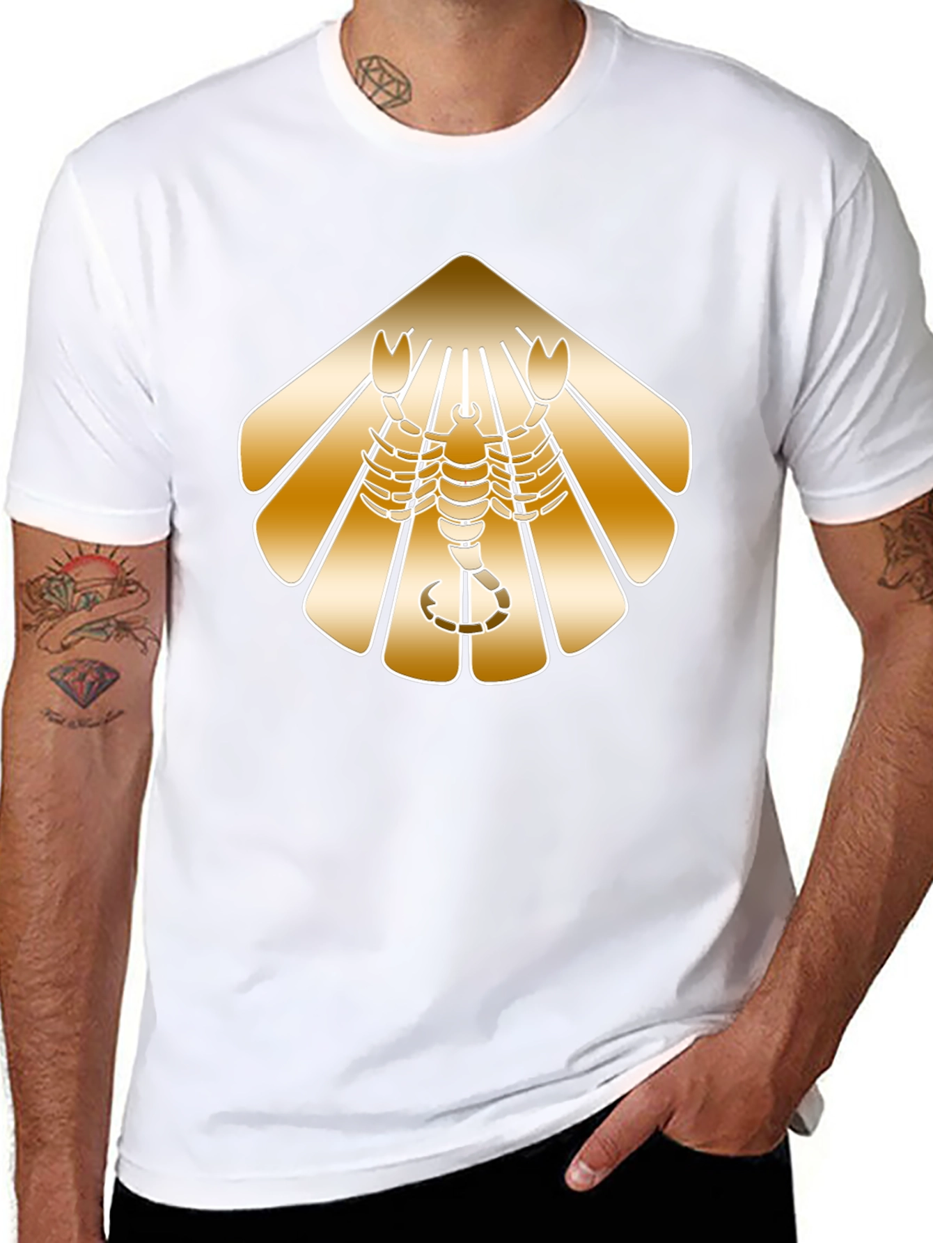 Golden Scorpion Graphic Black T-Shirt