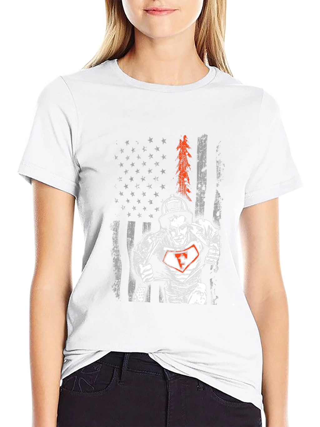 Firefighter American Flag Graphic T-Shirt