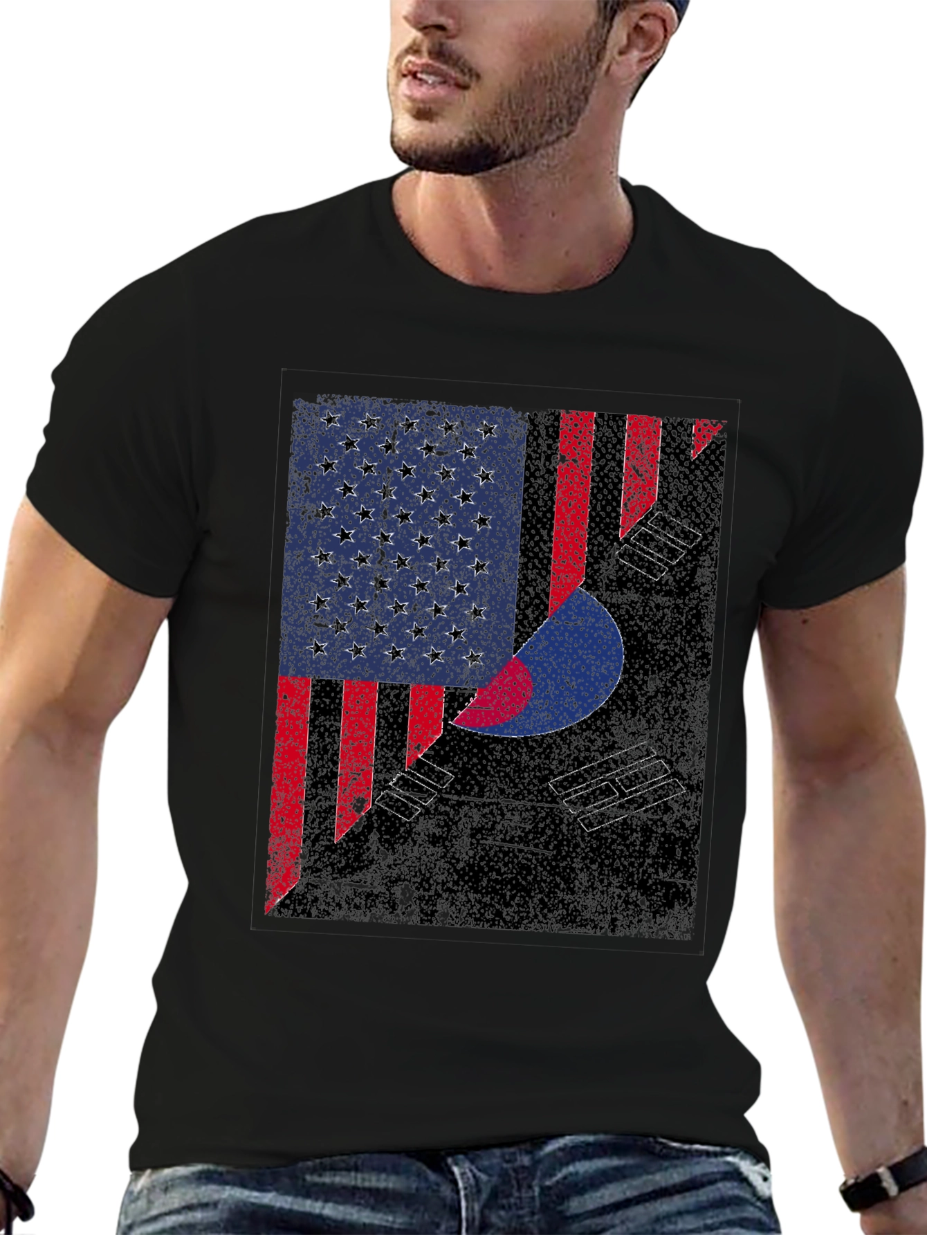 USA Korea Flag Graphic T-Shirt
