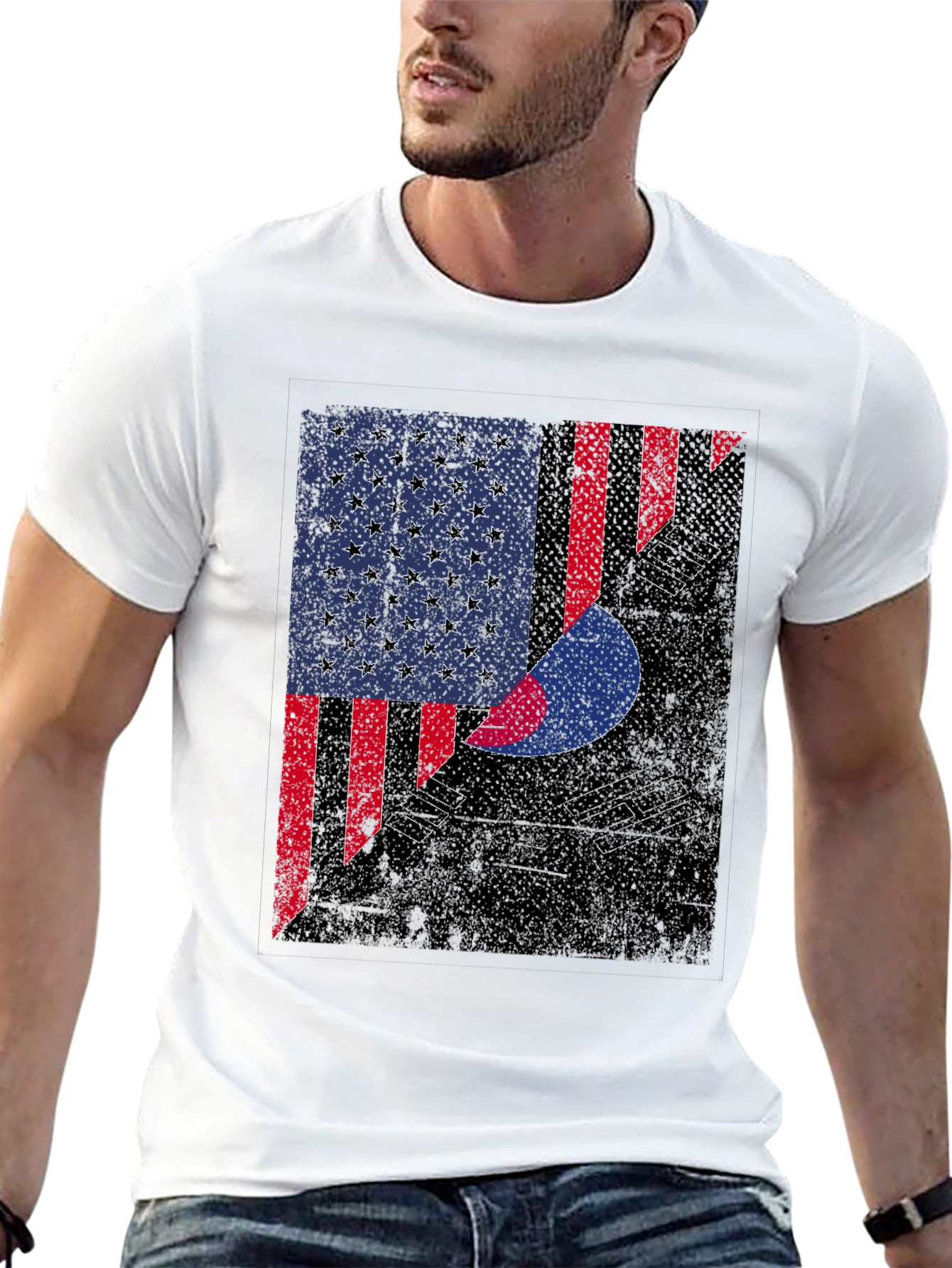 USA Korea Flag Graphic T-Shirt