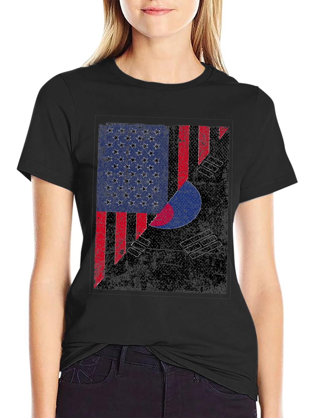 USA Korea Flag Graphic T-Shirt