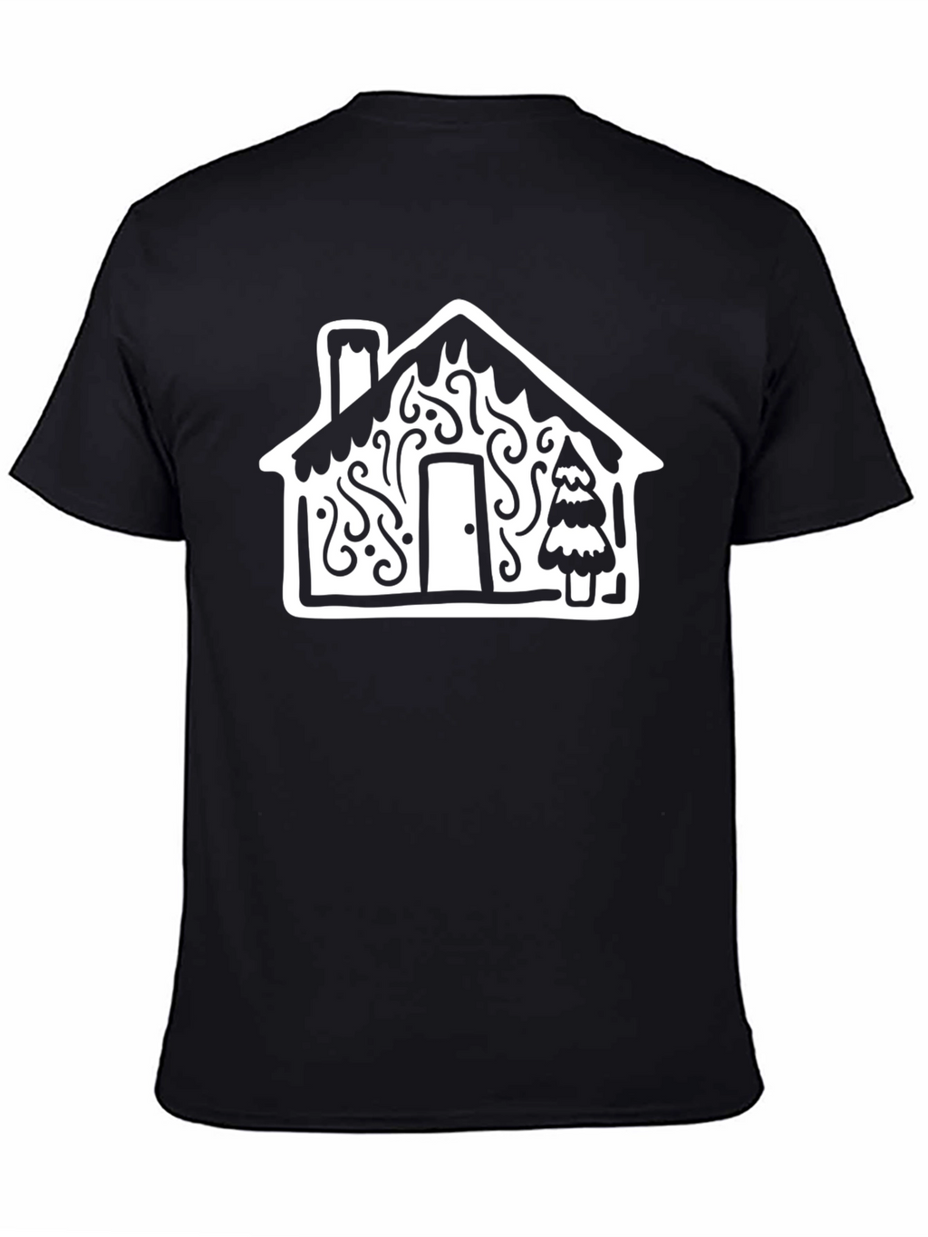 Festive House Graphic Tee - Black Cotton Blend