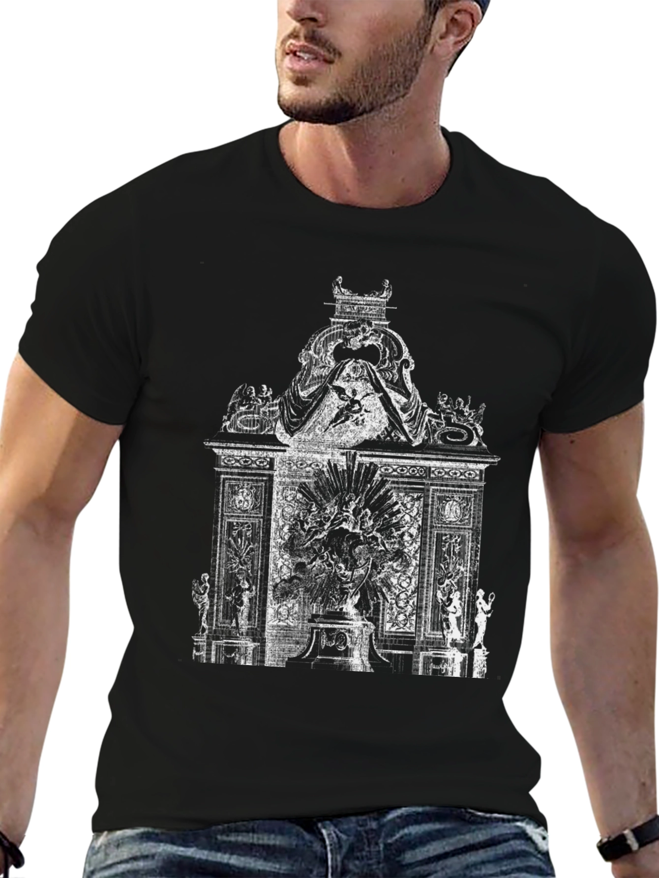 Ornate Monument Graphic Tee - Black