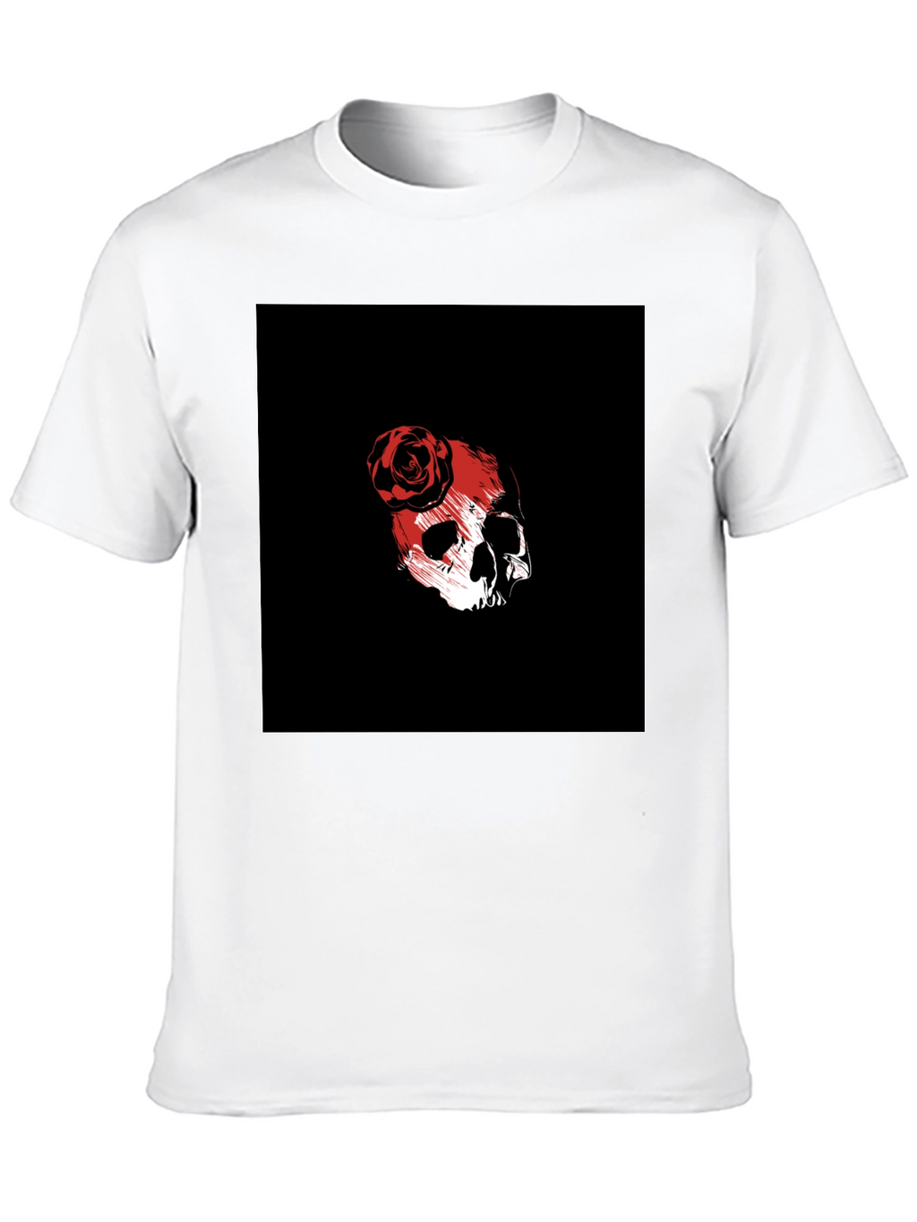 Skull & Rose Graphic Tee - Black Cotton Blend