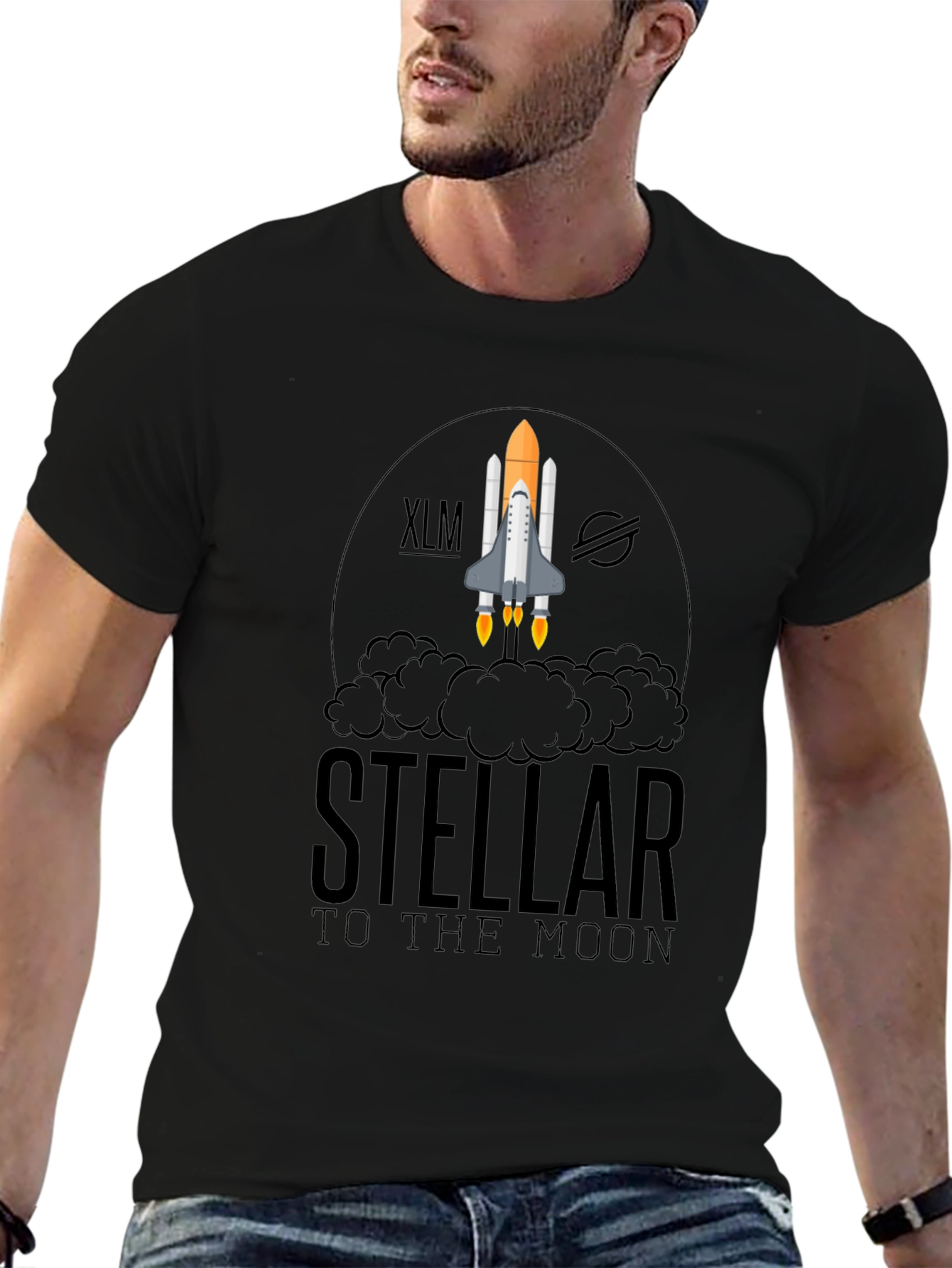 Stellar XLM to the Moon Black T-Shirt