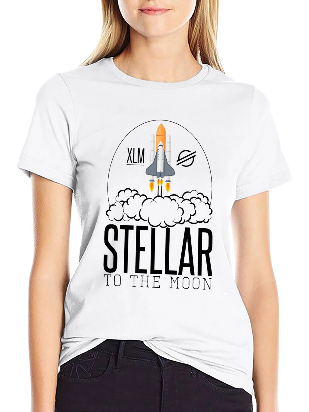 Stellar XLM to the Moon Black T-Shirt