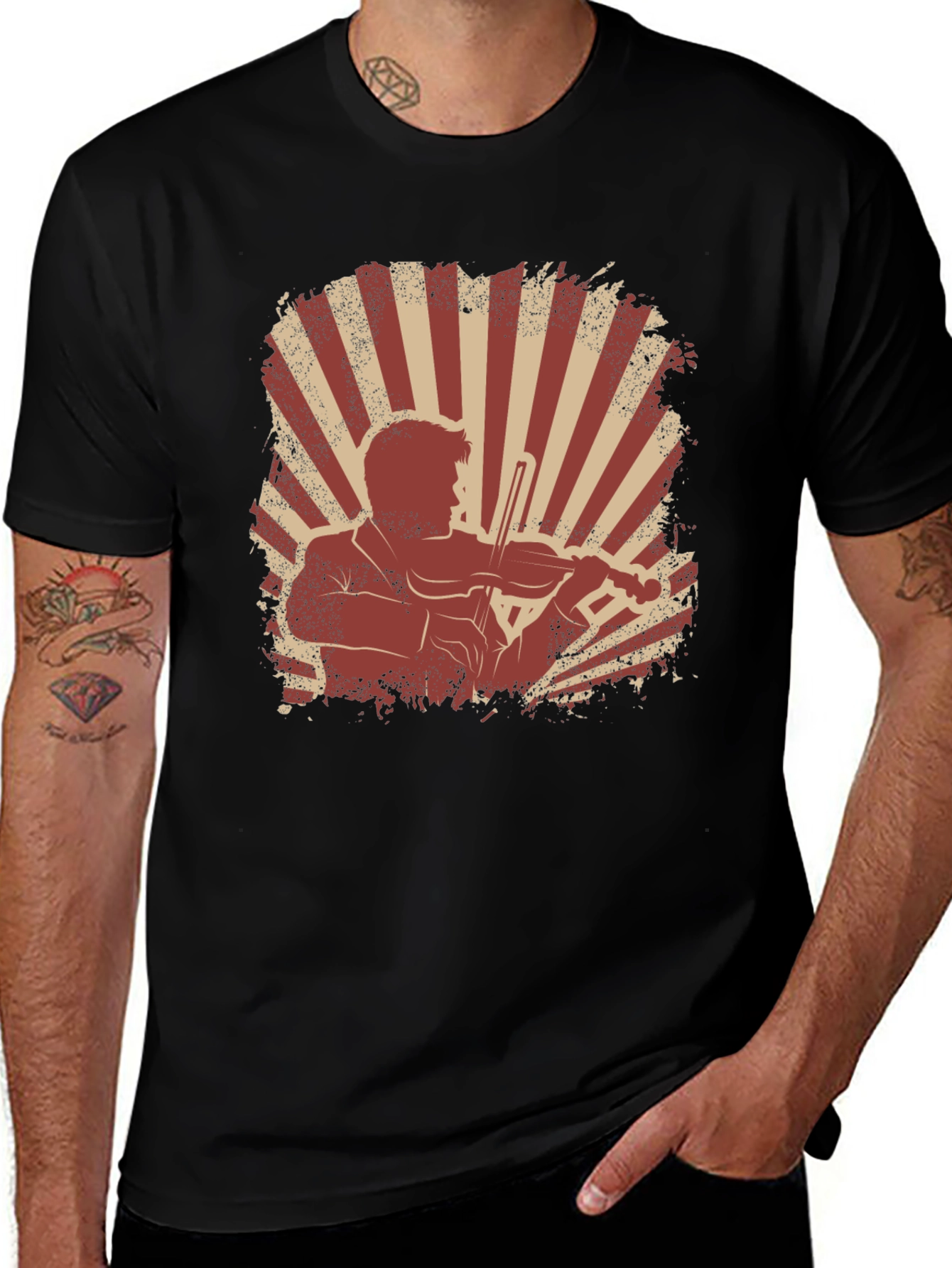 Violinist Graphic T-Shirt - Vintage Style