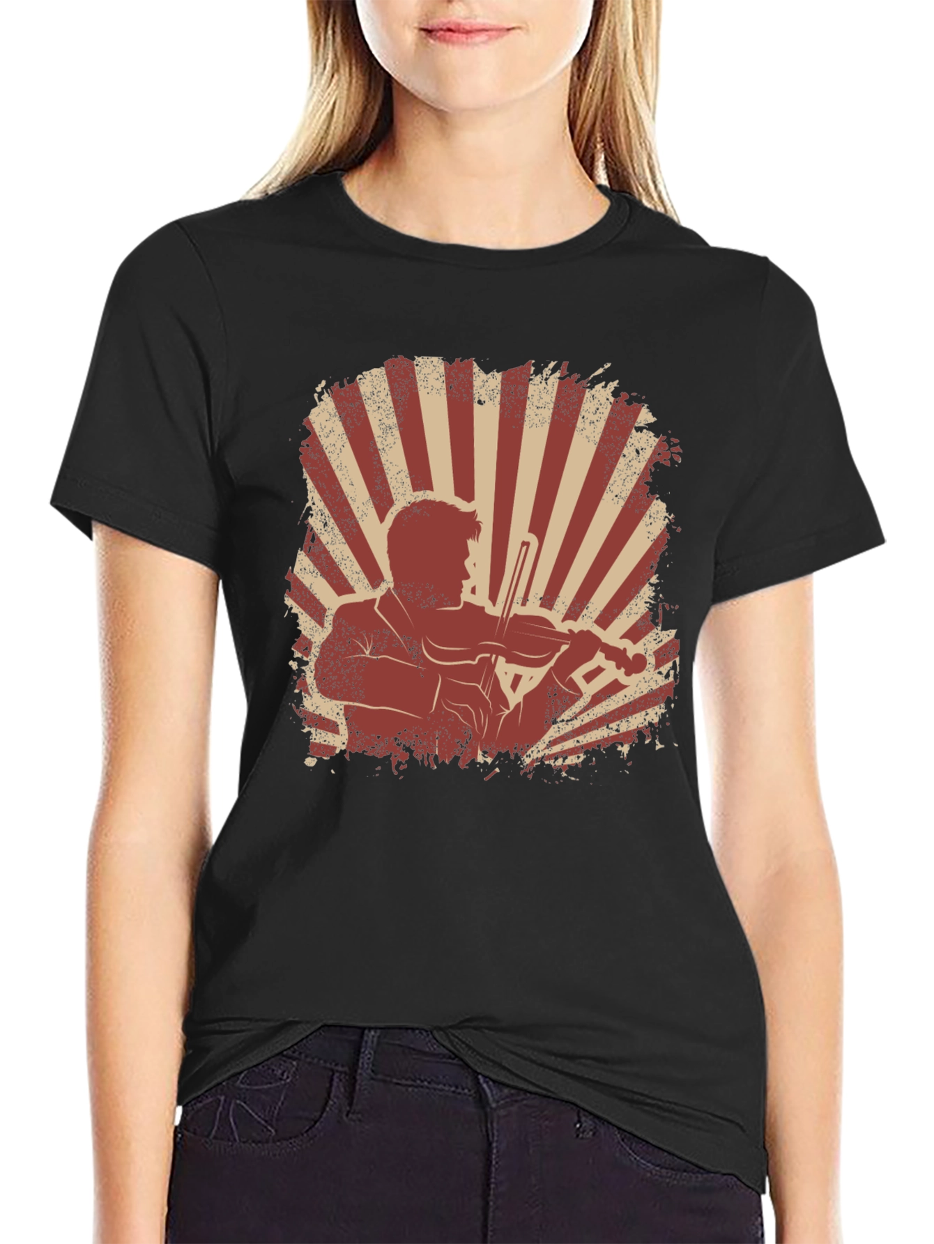 Violinist Graphic T-Shirt - Vintage Style