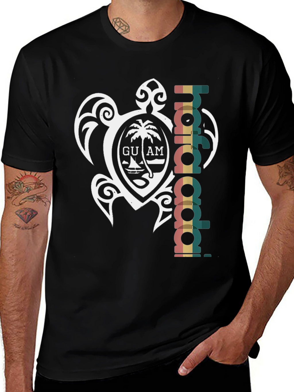 Guam Turtle Hafa Adai Black T-Shirt