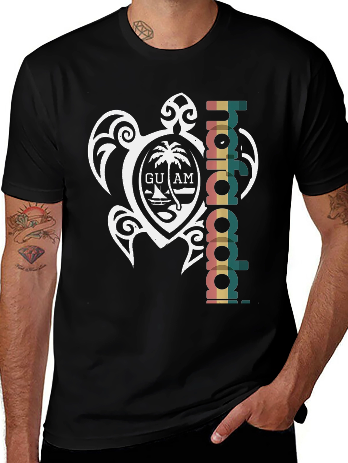 Guam Turtle Hafa Adai Black T-Shirt
