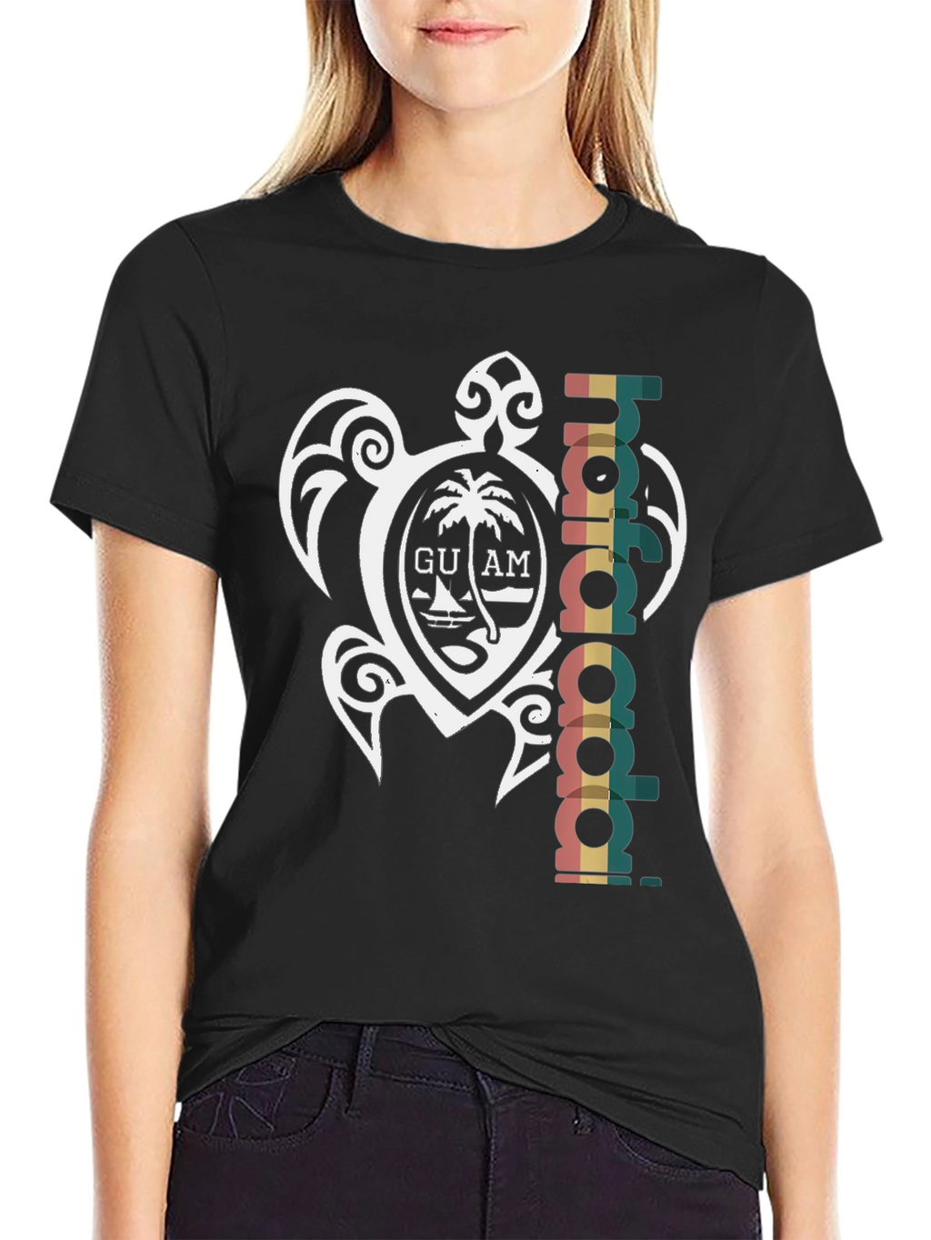 Guam Turtle Hafa Adai Black T-Shirt