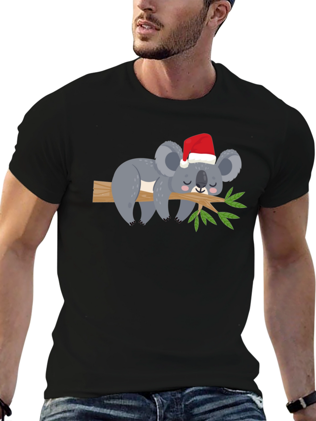 Koala in Santa Hat Graphic Tee - Holiday Cheer