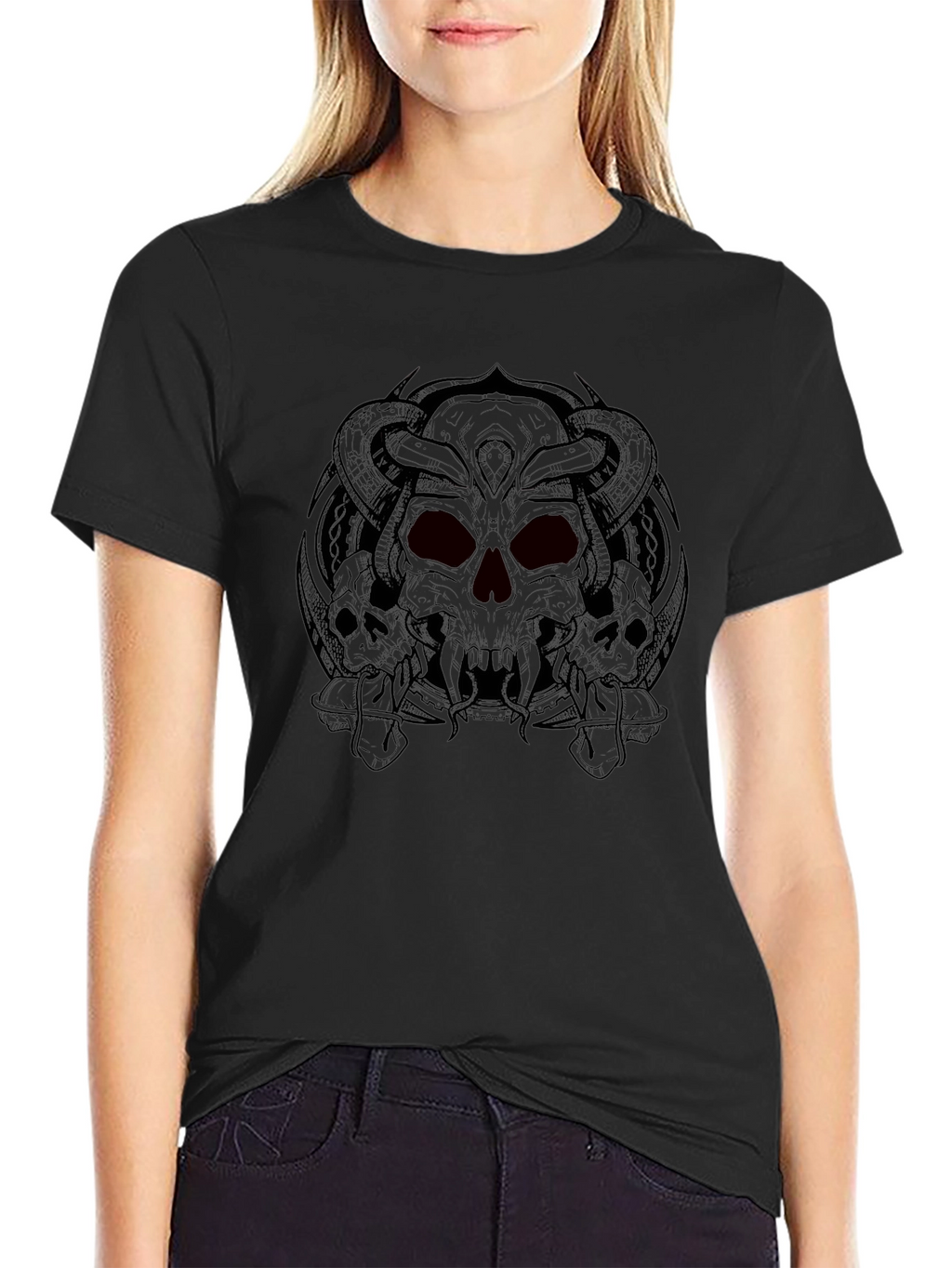 Skull Graphic Print Crew Neck T-Shirt