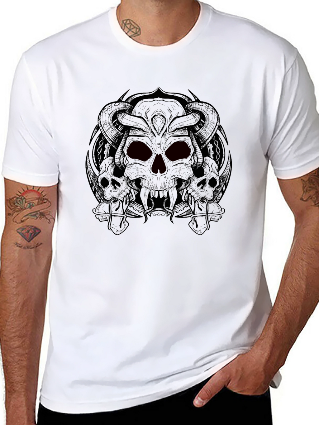 Skull Graphic Print Crew Neck T-Shirt