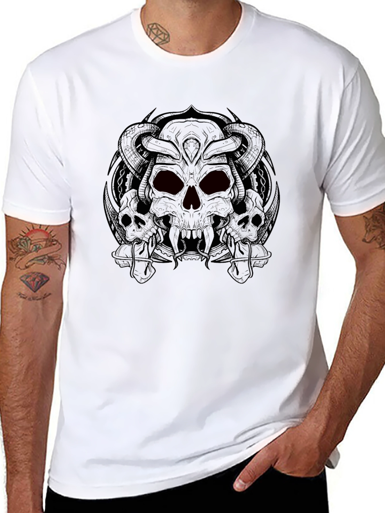 Skull Graphic Print Crew Neck T-Shirt