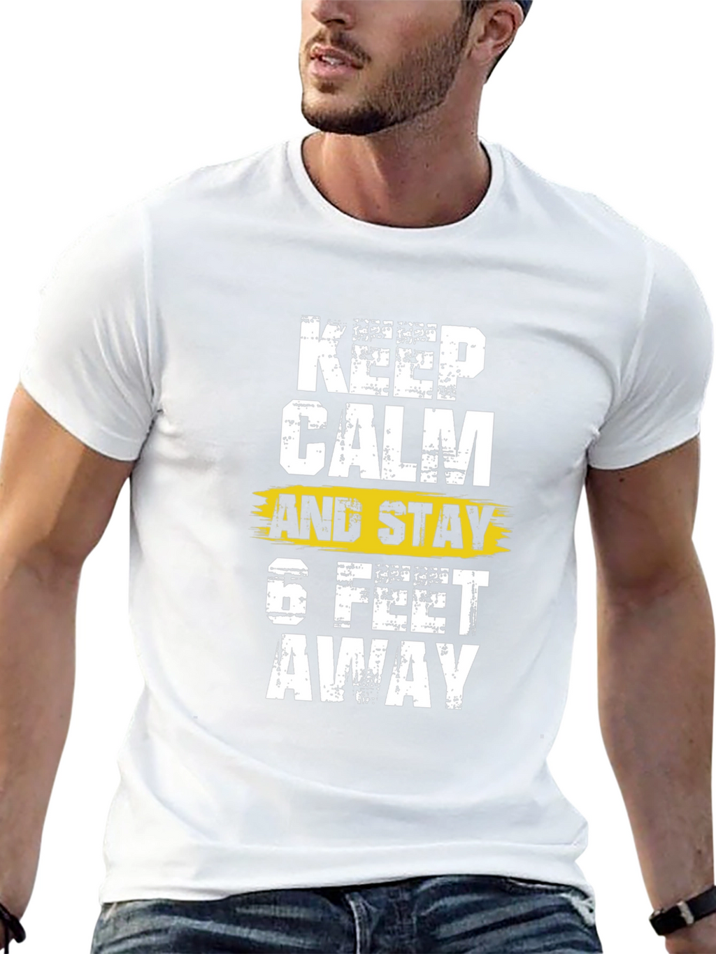Keep Calm & Stay 6 Feet Away Black T-Shirt