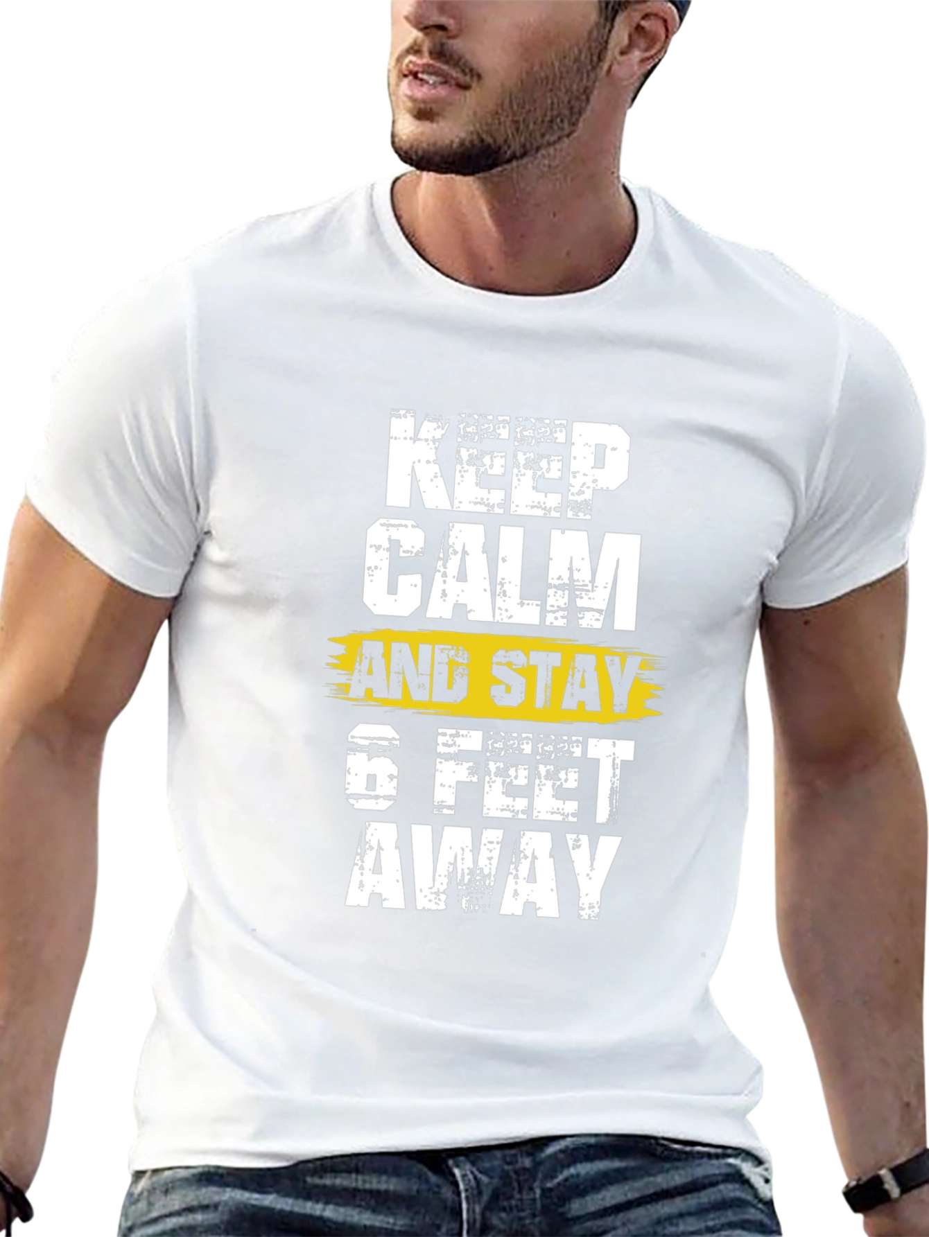 Keep Calm & Stay 6 Feet Away Black T-Shirt