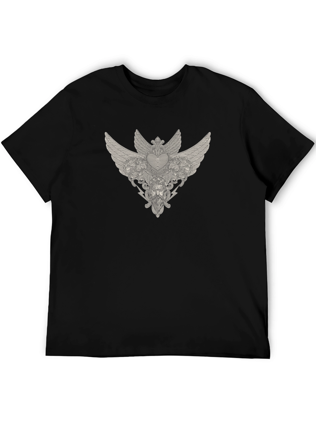 Winged Heart Graphic Print Tee - Stylish Black T-Shirt