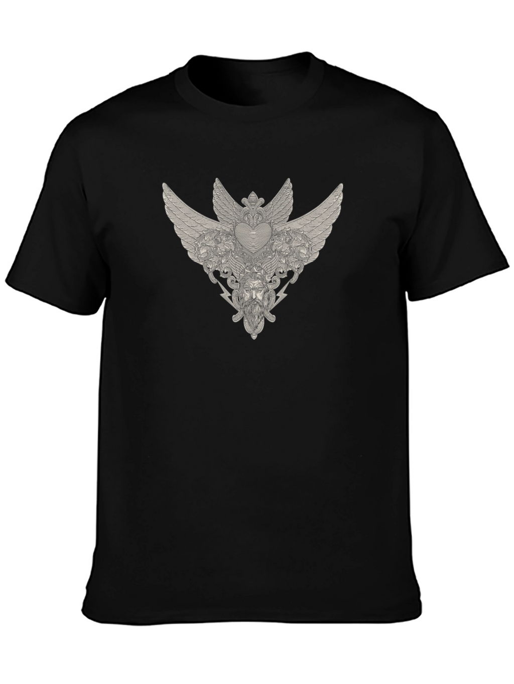 Winged Heart Graphic Print Tee - Stylish Black T-Shirt
