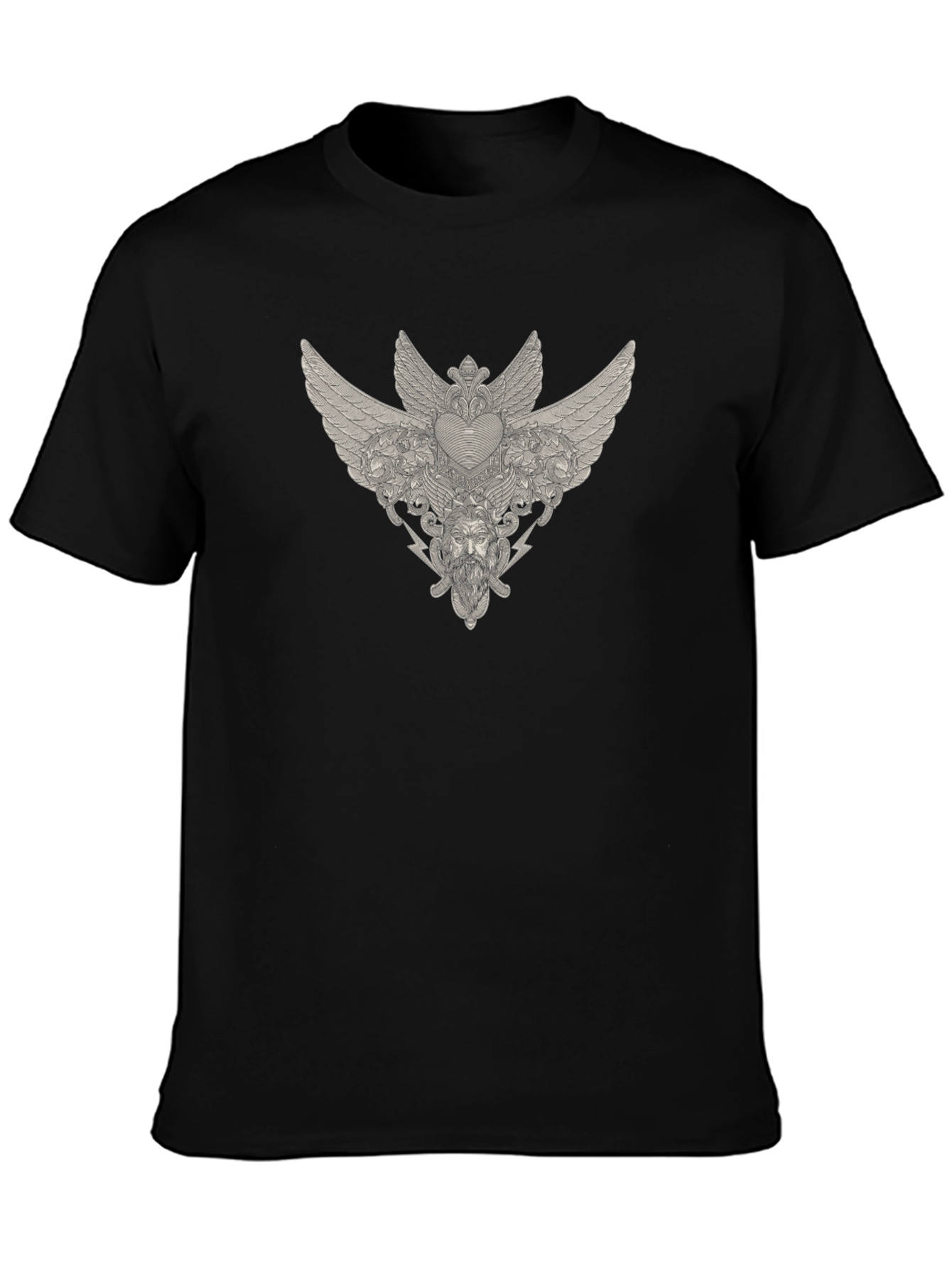 Winged Heart Graphic Print Tee - Stylish Black T-Shirt
