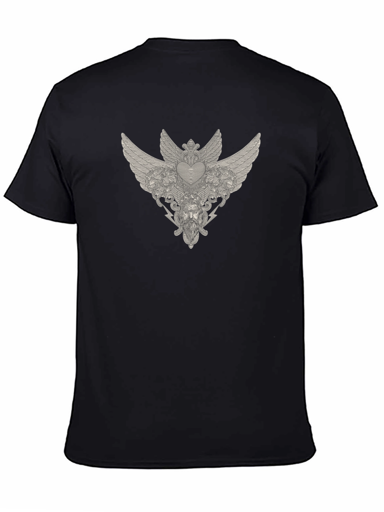Winged Heart Graphic Print Tee - Stylish Black T-Shirt