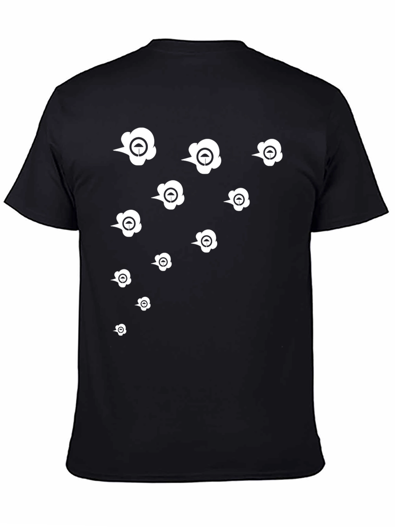 Stylish Black Graphic Tee with White Umbrella Design