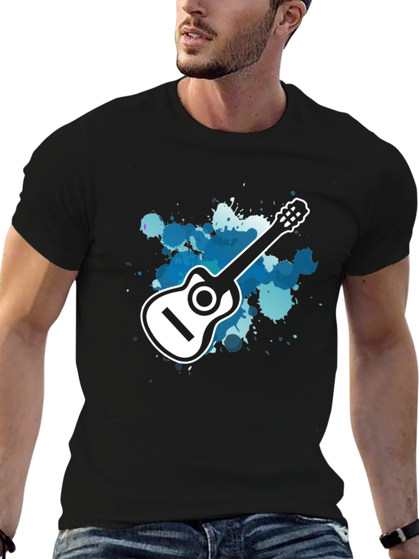 Guitar Graphic Tee - Black T-Shirt for Music Lovers