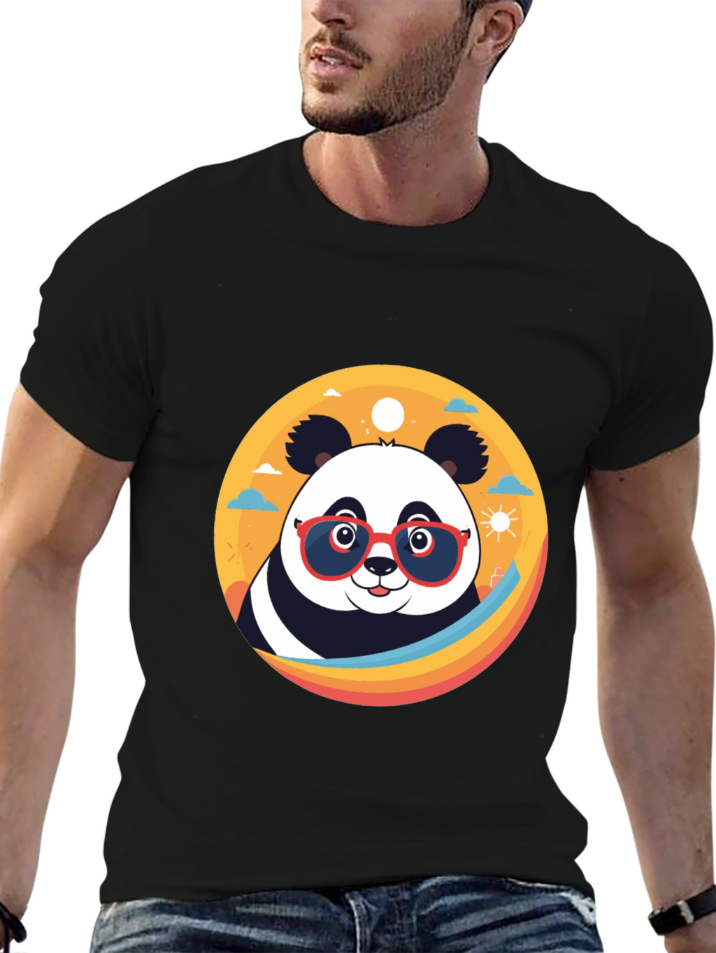 Cool Panda Graphic Tee - Stylish Black T-Shirt