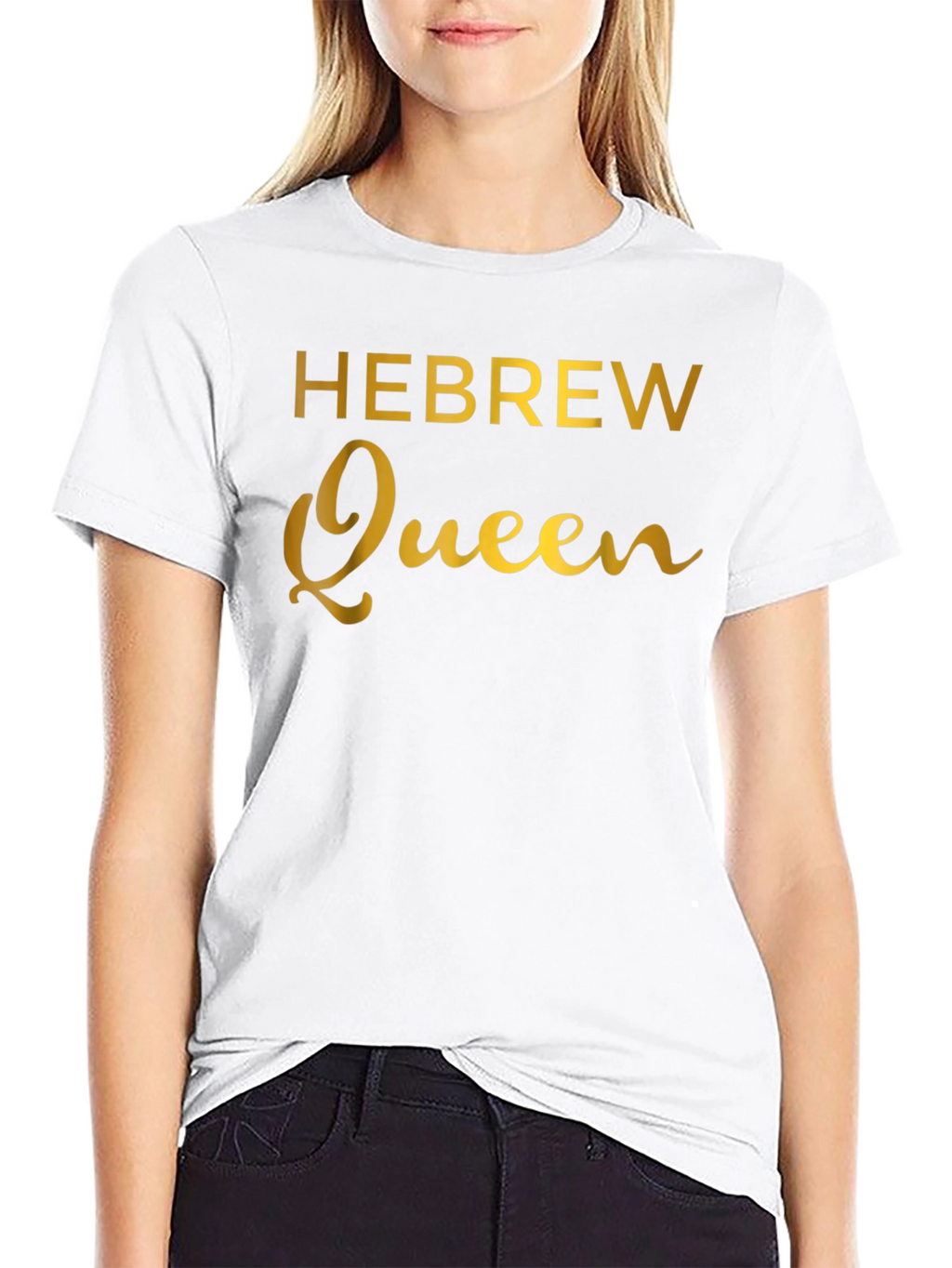 Hebrew Queen Graphic Print Black T-Shirt