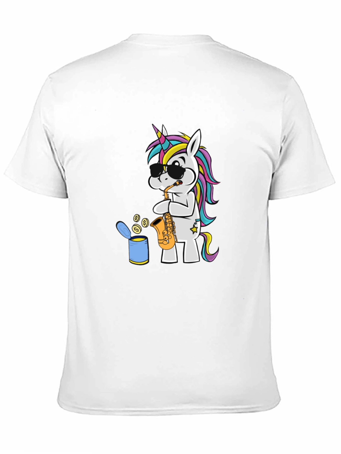 Unicorn Sax Player Graphic T-Shirt - Black Cotton Tee