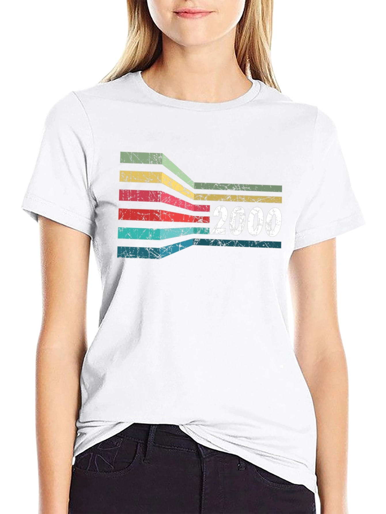 Retro 2000 Striped Graphic T-Shirt