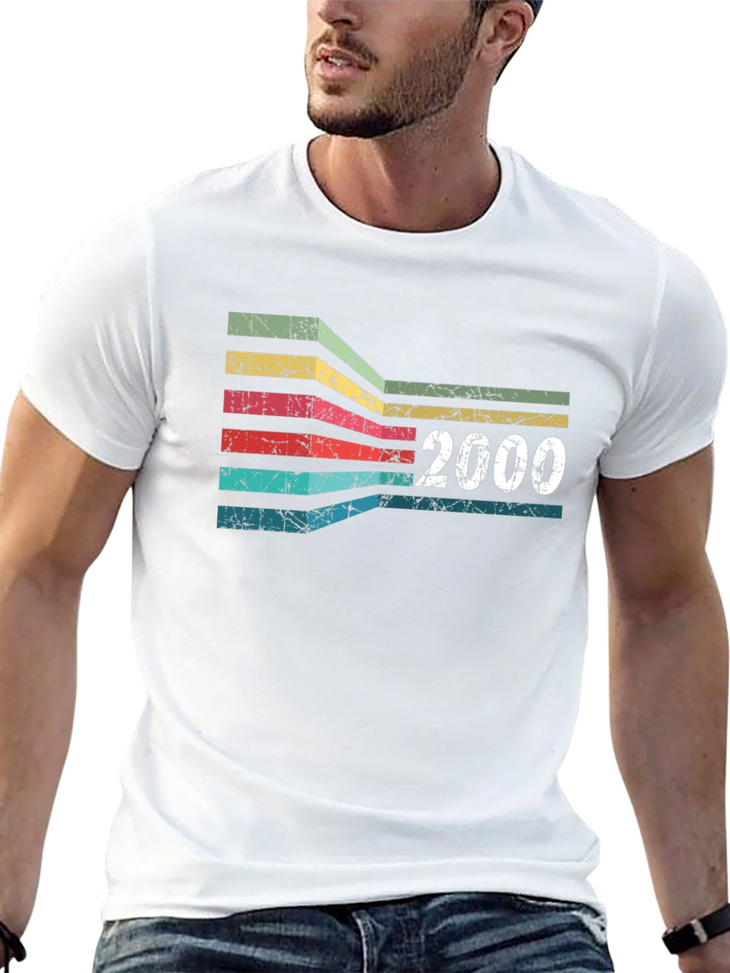 Retro 2000 Striped Graphic T-Shirt