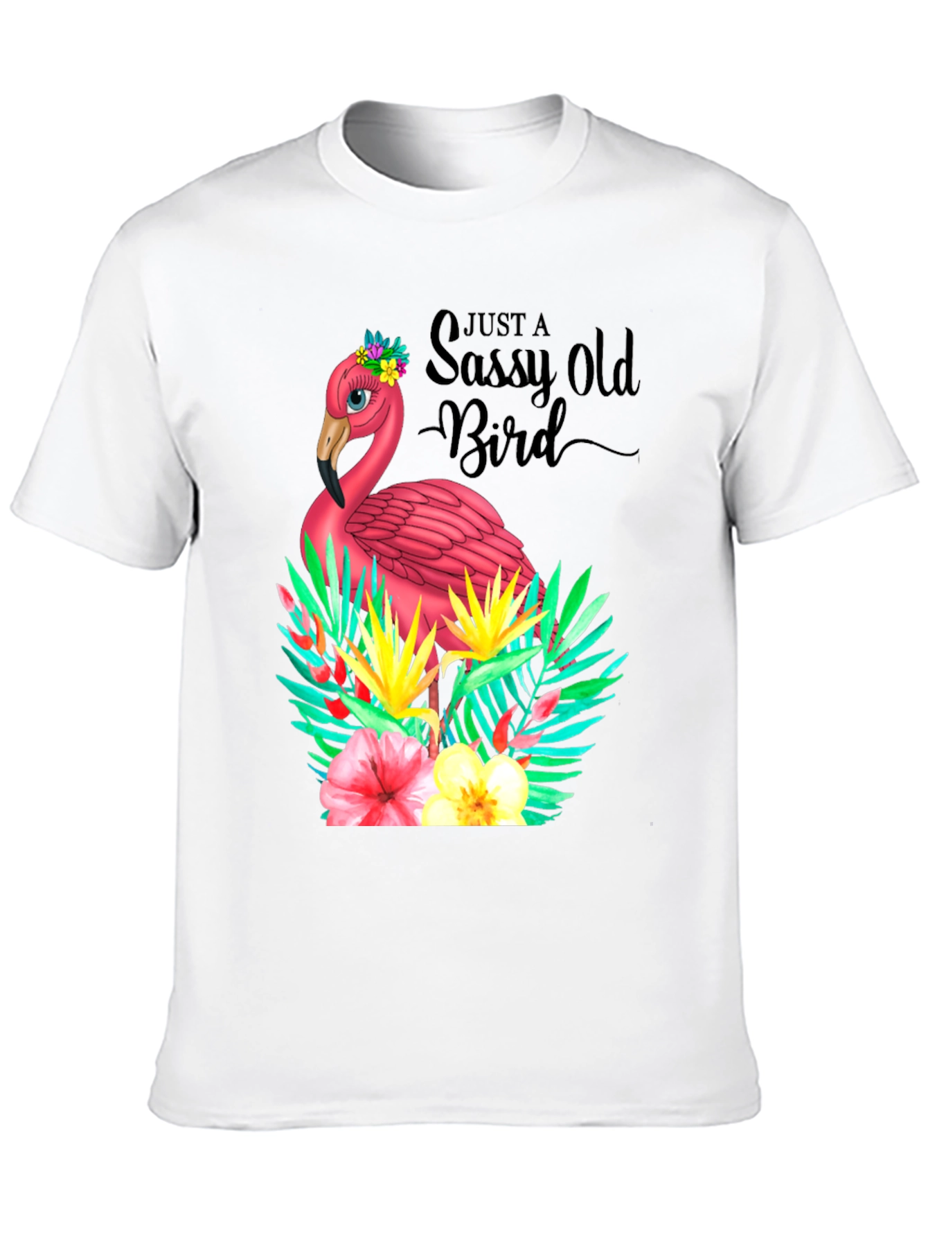 Sassy Old Bird Flamingo Graphic Tee