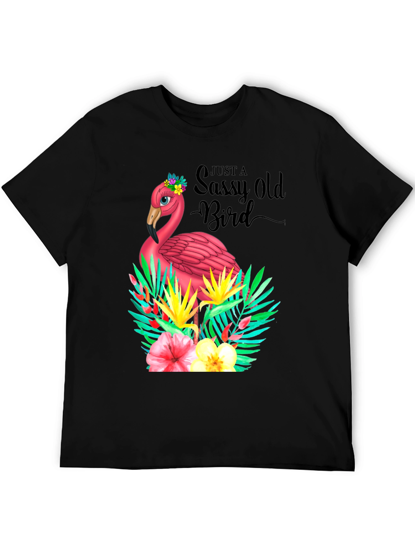 Sassy Old Bird Flamingo Graphic Tee