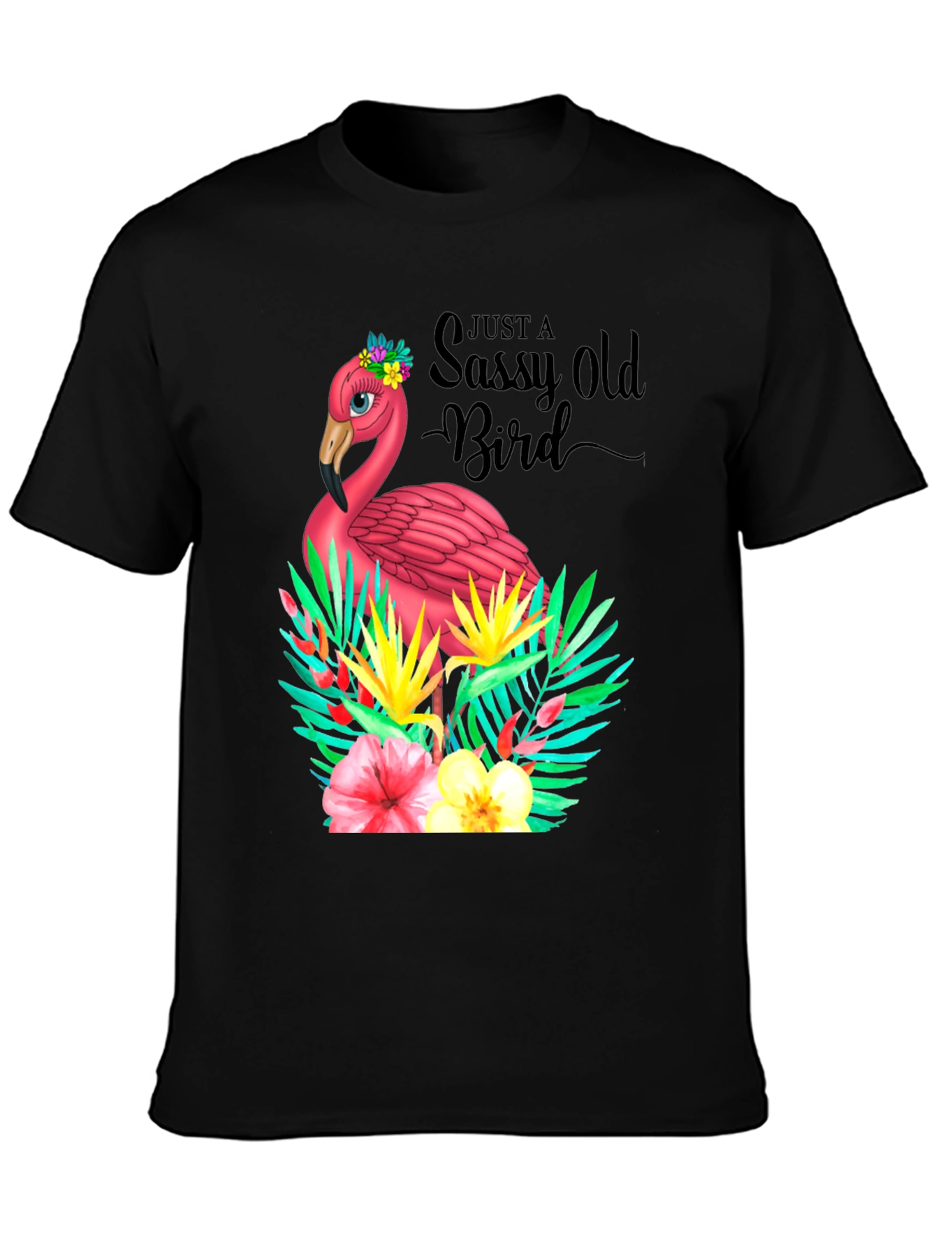 Sassy Old Bird Flamingo Graphic Tee