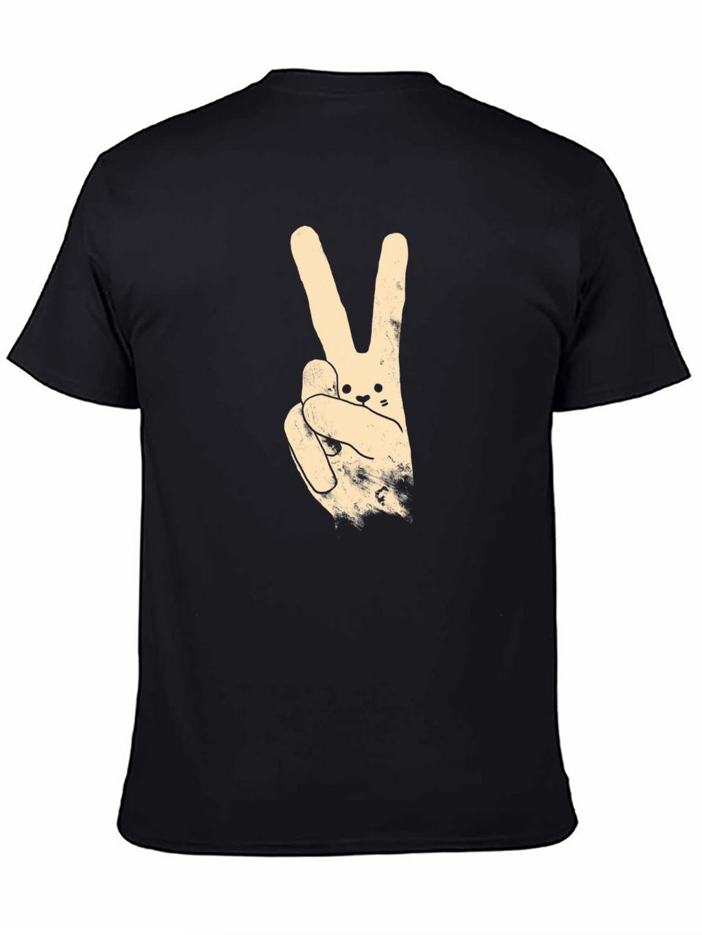 Peace Sign Bunny Graphic Tee - Black