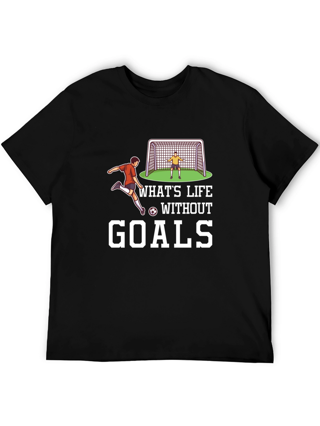 Soccer Goals Graphic T-Shirt - Black Casual Tee