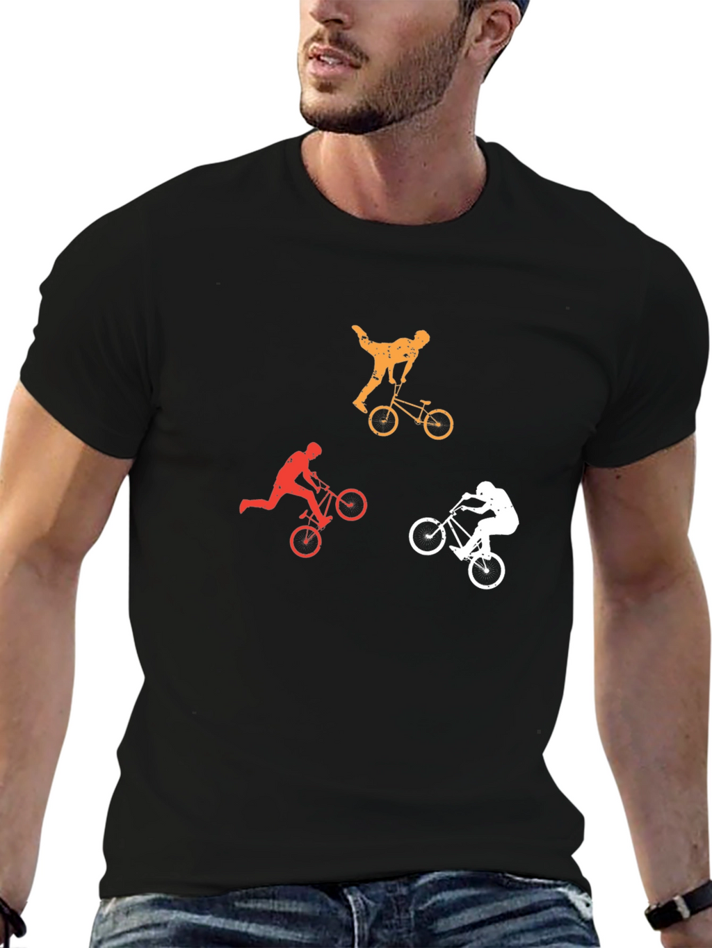 Cool BMX Rider Silhouette Graphic T-Shirt
