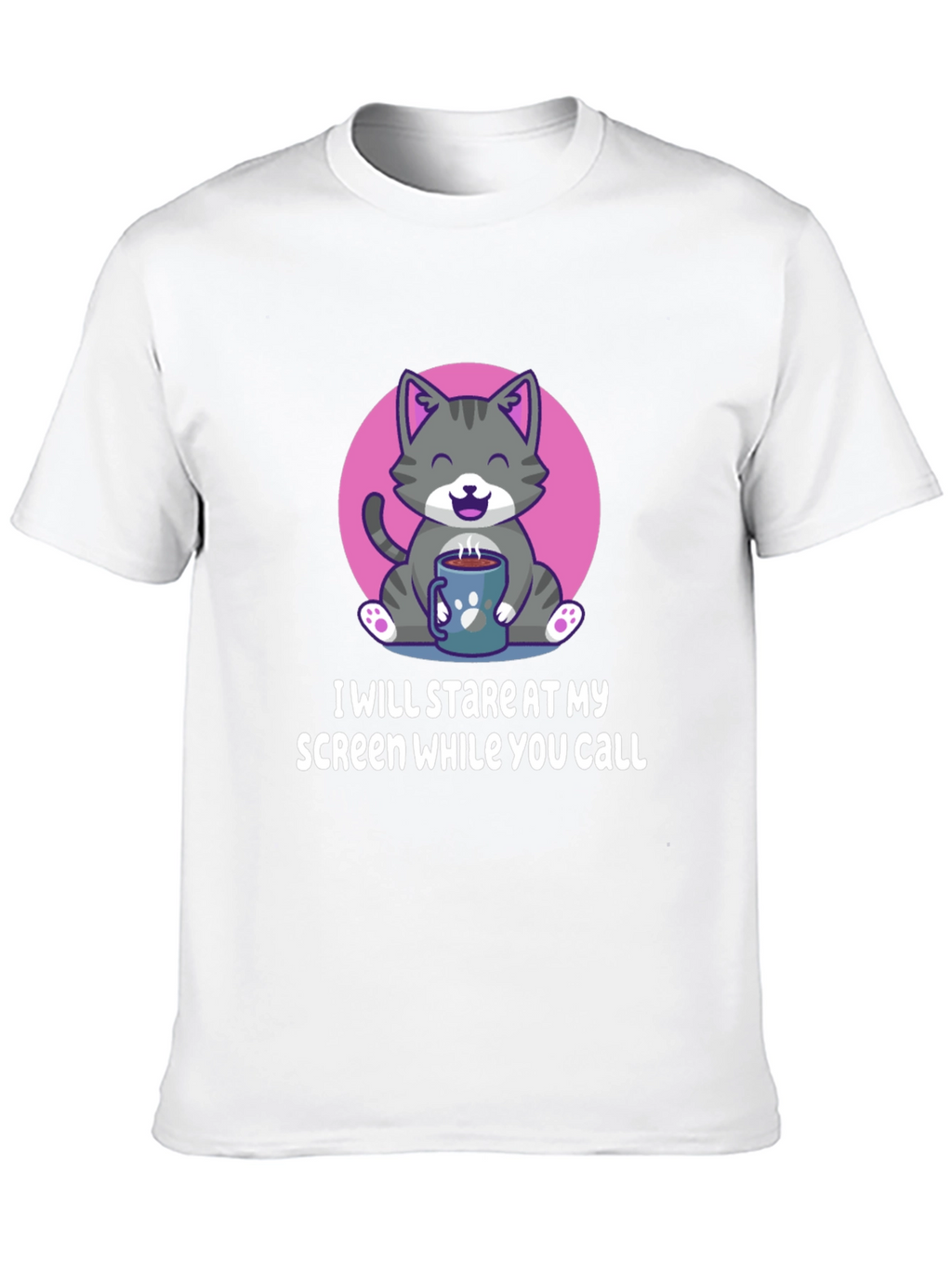 Funny Cat Stare Screen Black T-Shirt