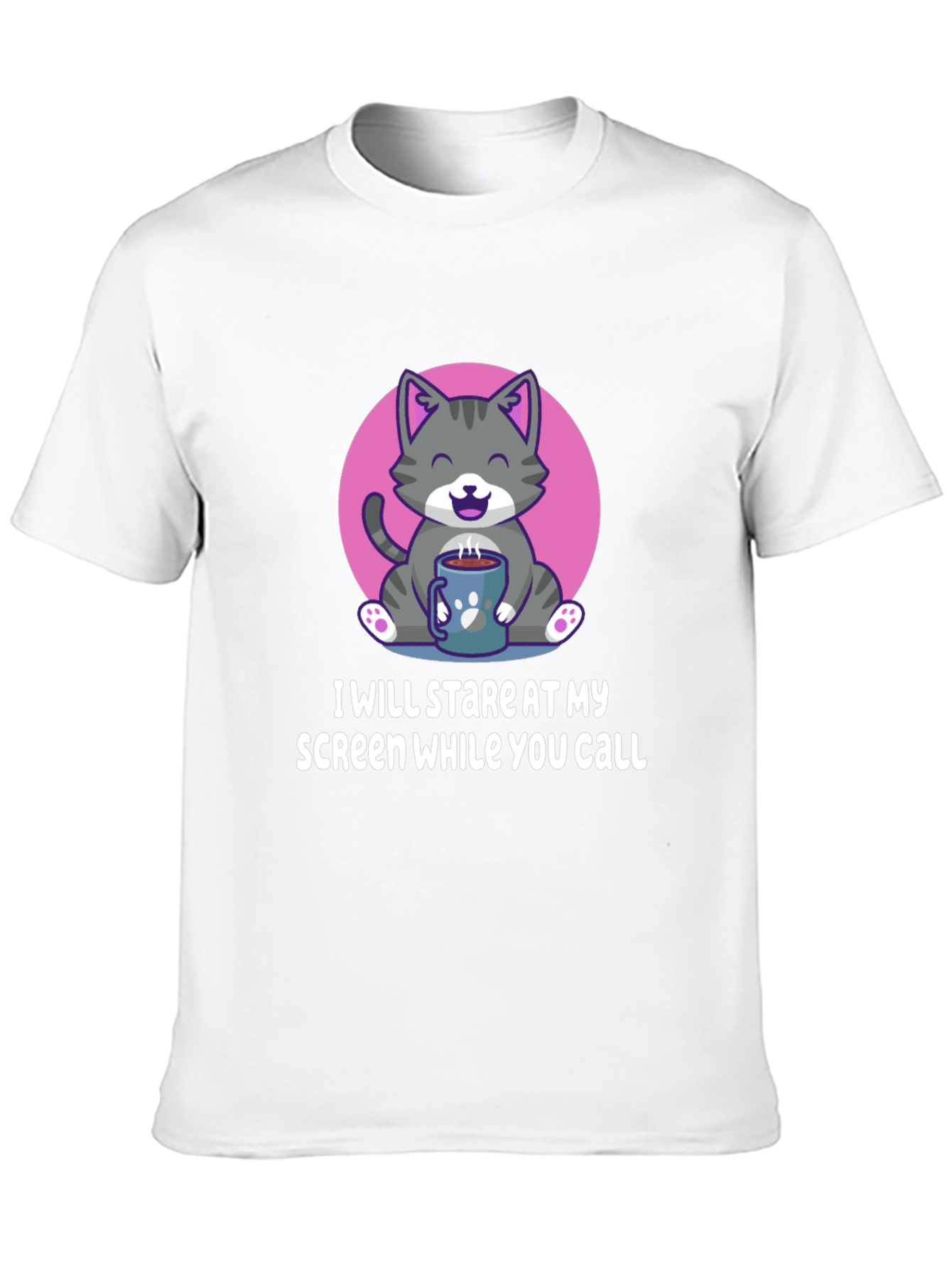 Funny Cat Stare Screen Black T-Shirt