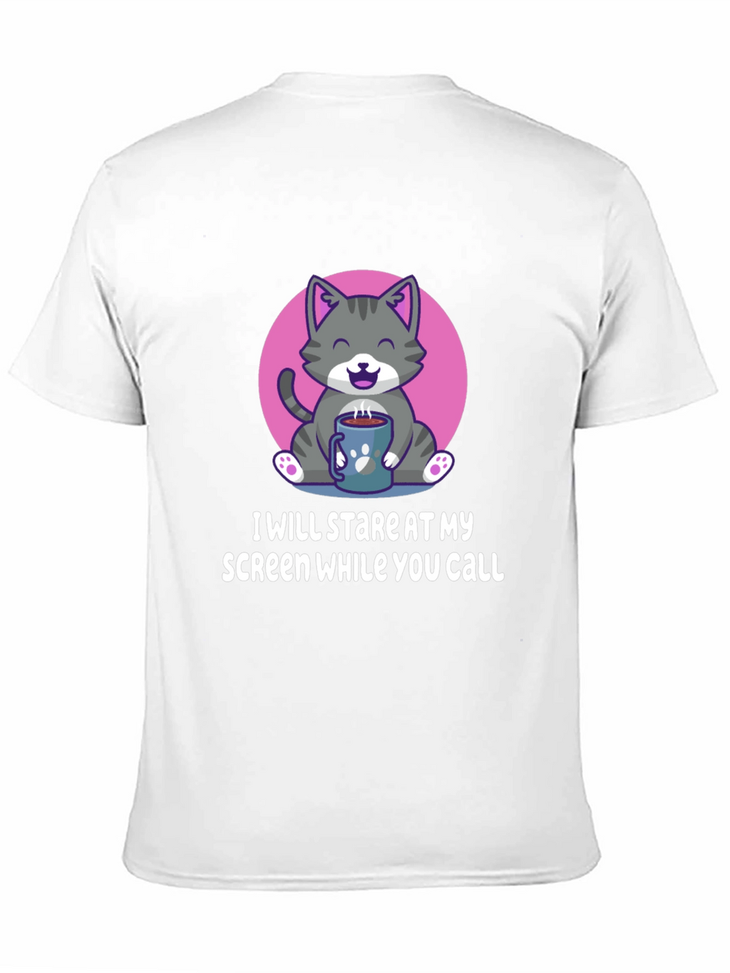Funny Cat Stare Screen Black T-Shirt