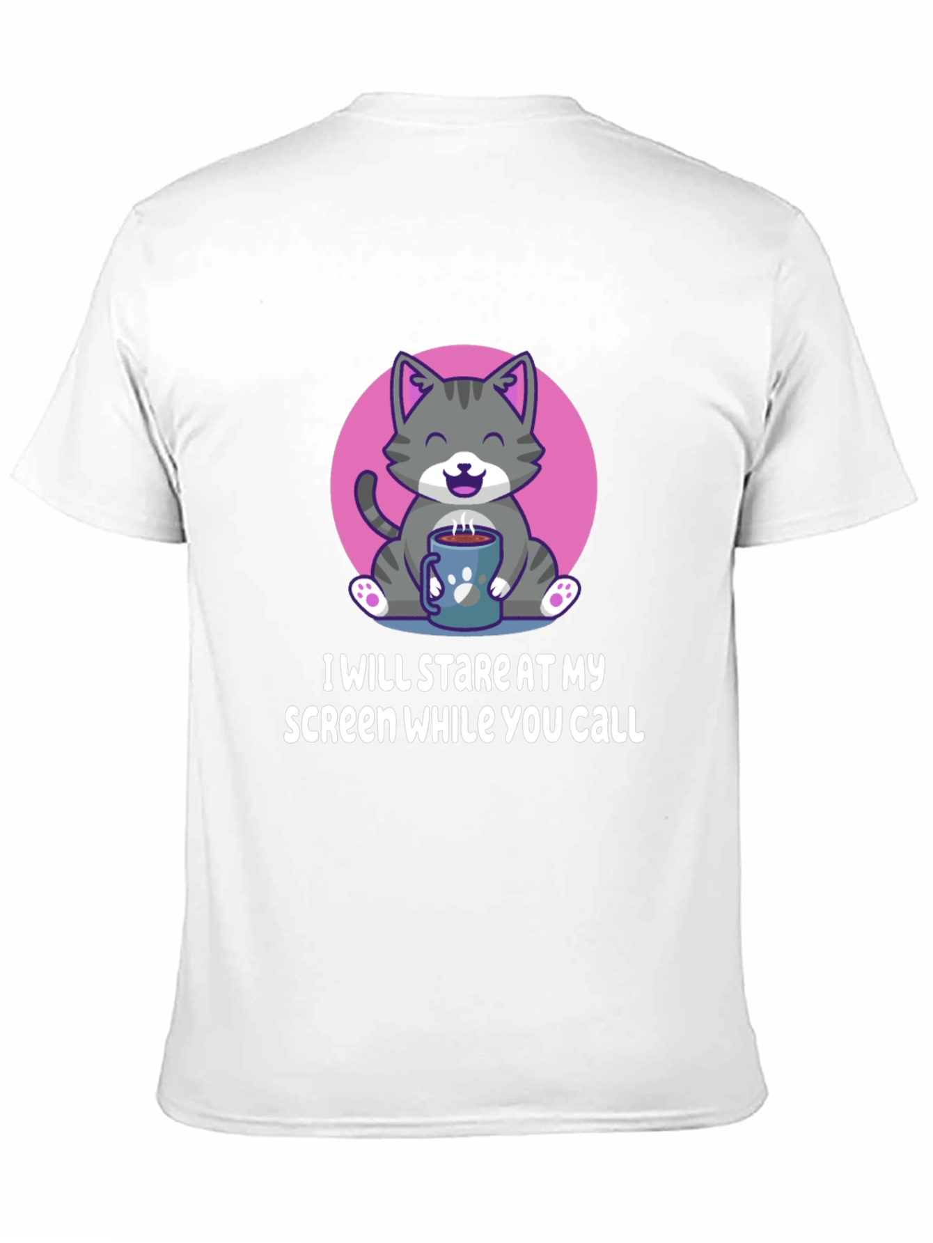 Funny Cat Stare Screen Black T-Shirt