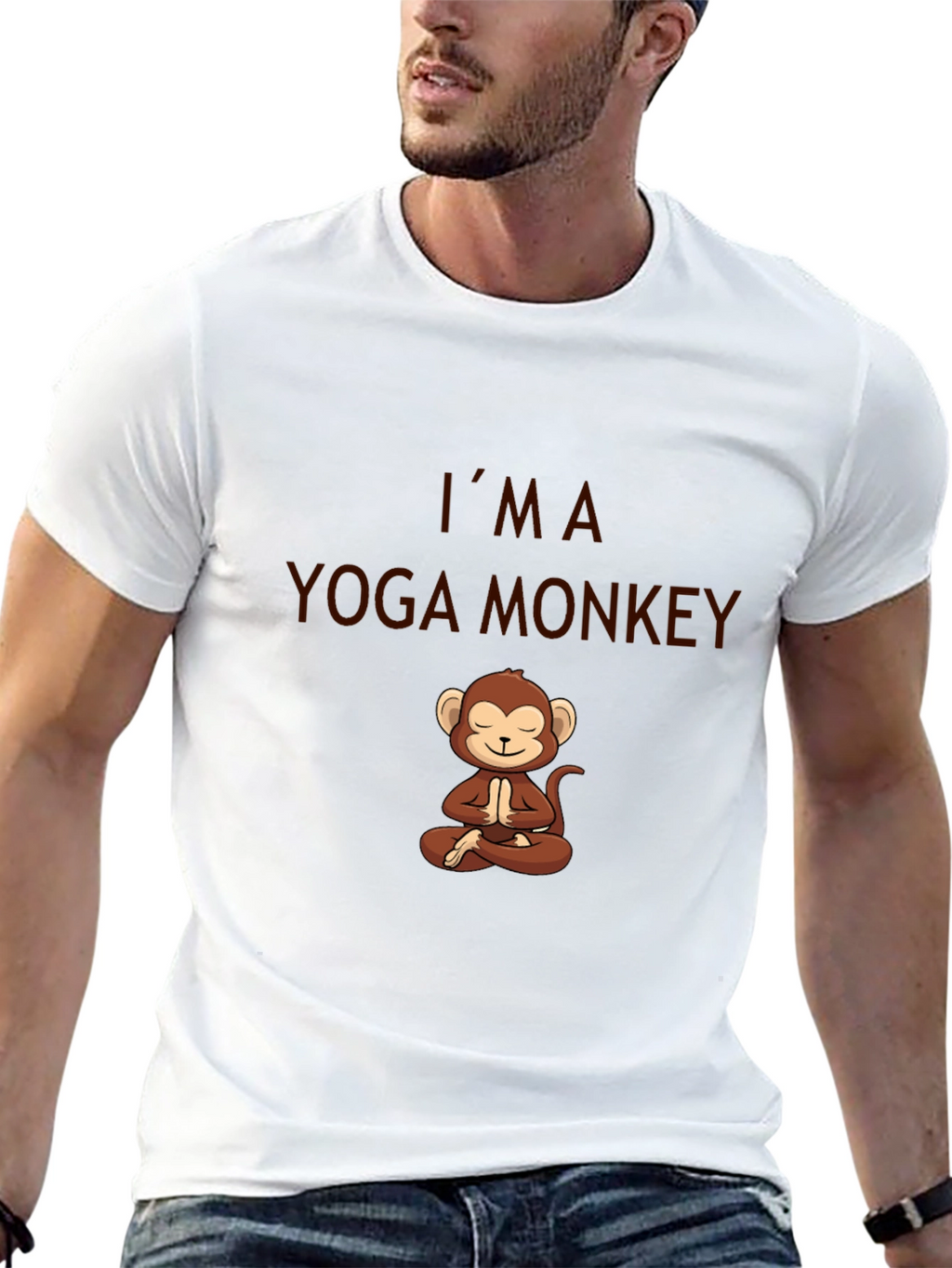 Yoga Monkey T-Shirt - Mens Black Cotton Tee