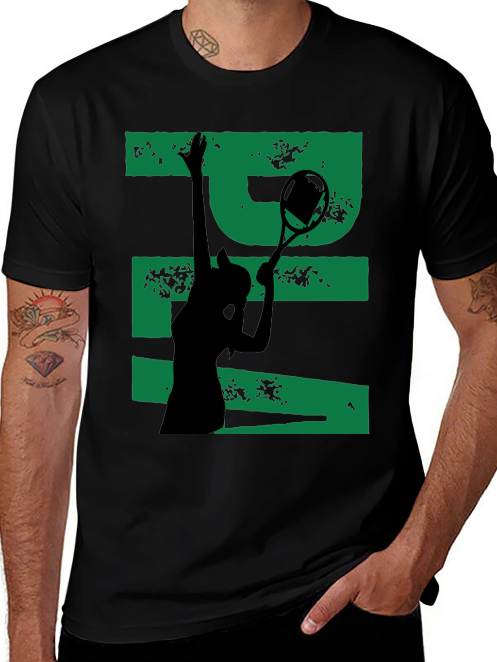 Tennis Player Silhouette Graphic Tee
