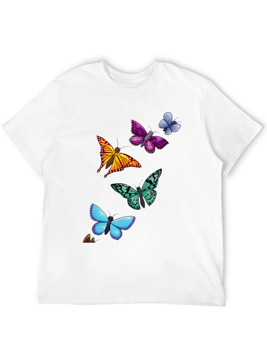 Butterfly Print T-Shirt - Casual Style Short Sleeve