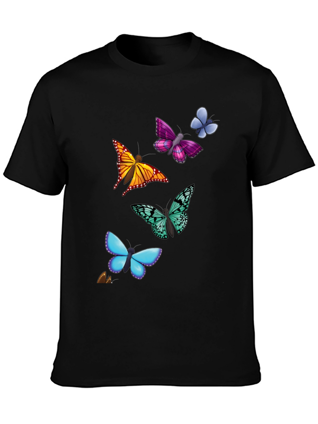 Butterfly Print T-Shirt - Casual Style Short Sleeve