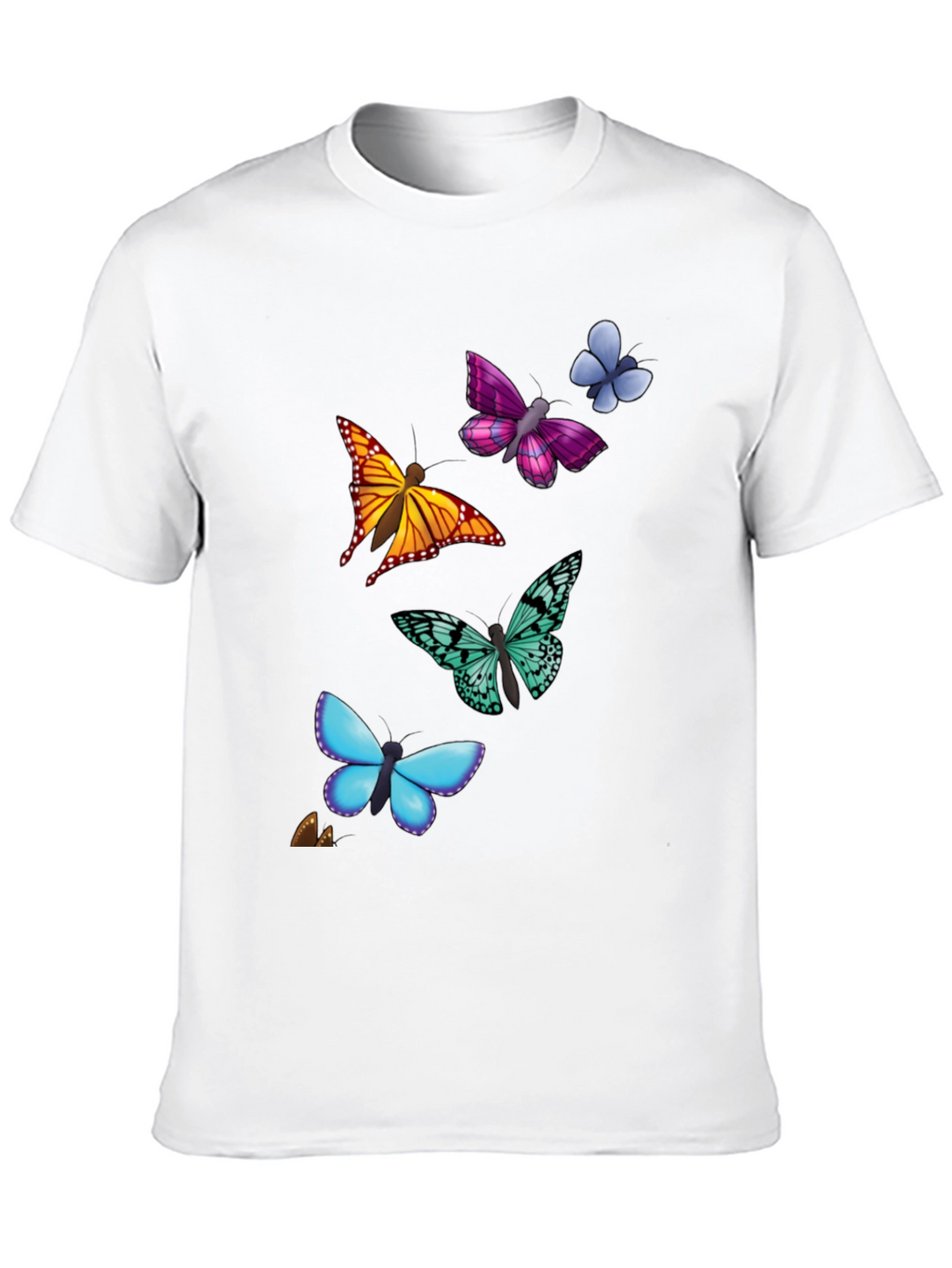 Butterfly Print T-Shirt - Casual Style Short Sleeve