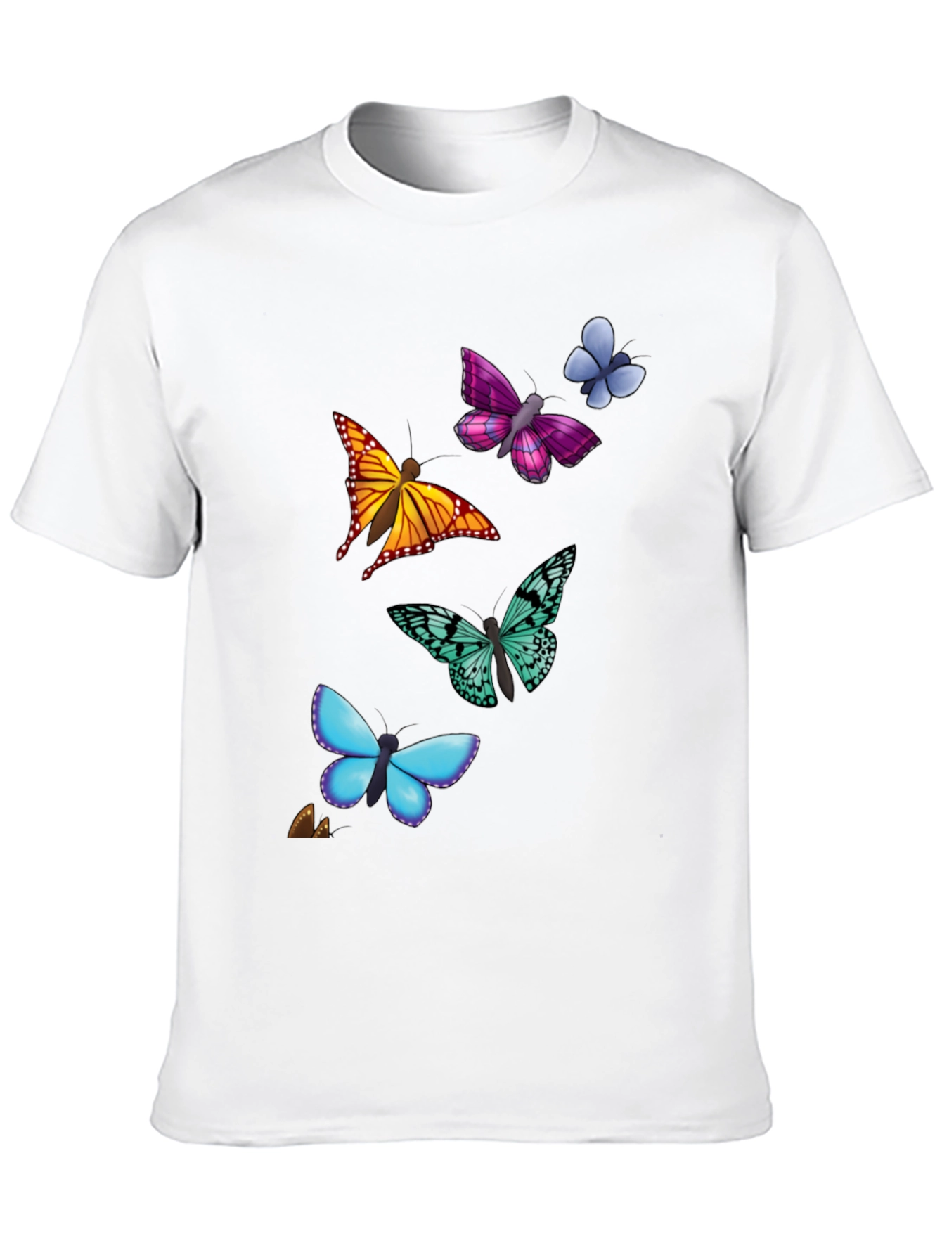 Butterfly Print T-Shirt - Casual Style Short Sleeve