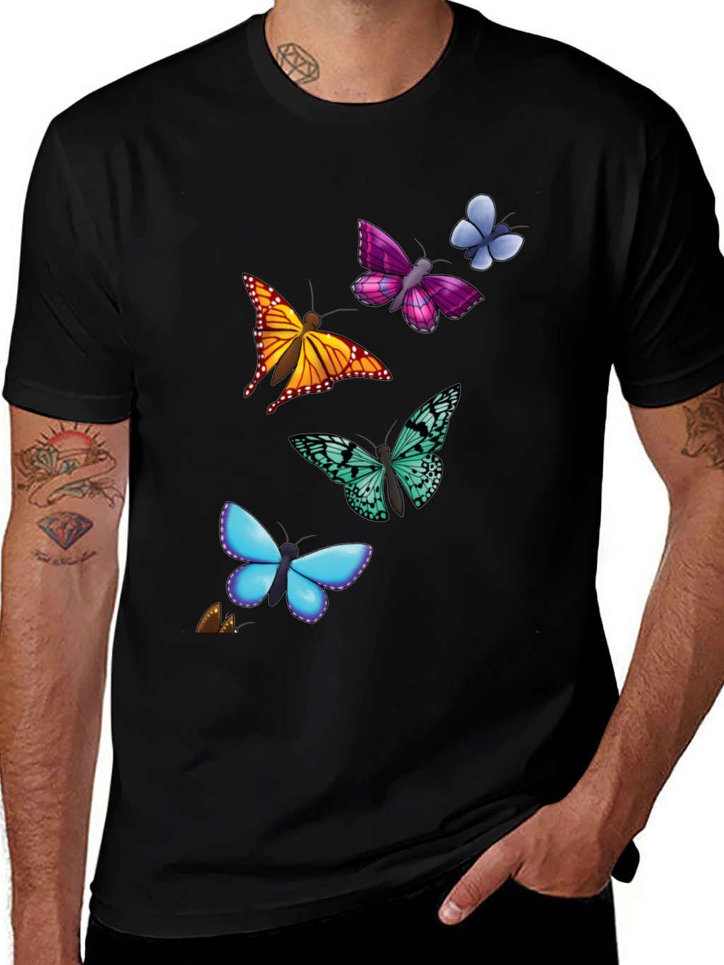 Butterfly Print T-Shirt - Casual Style Short Sleeve